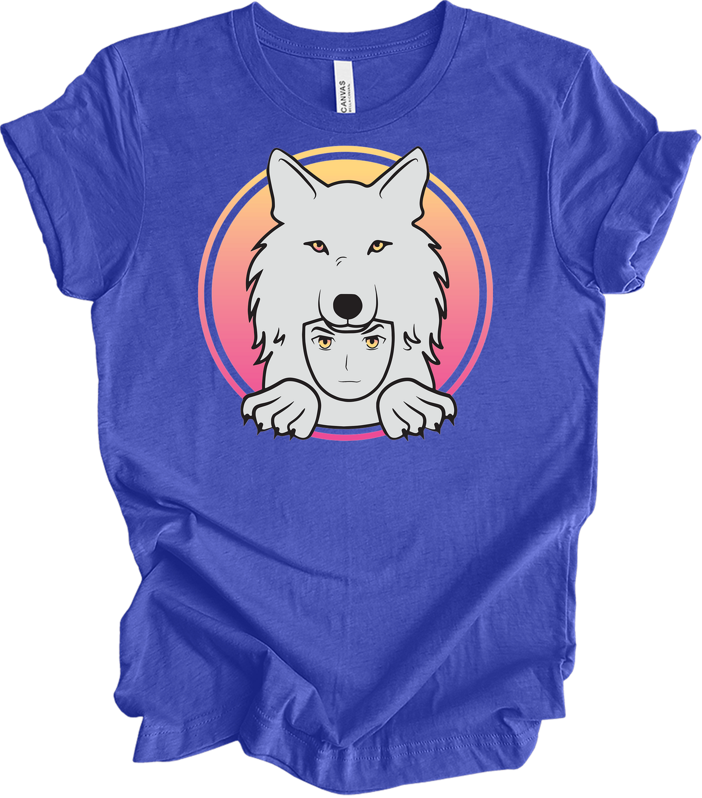 White Wolf Spirit Animal Anime - Wolf Pack T-Shirt in Heather Royal