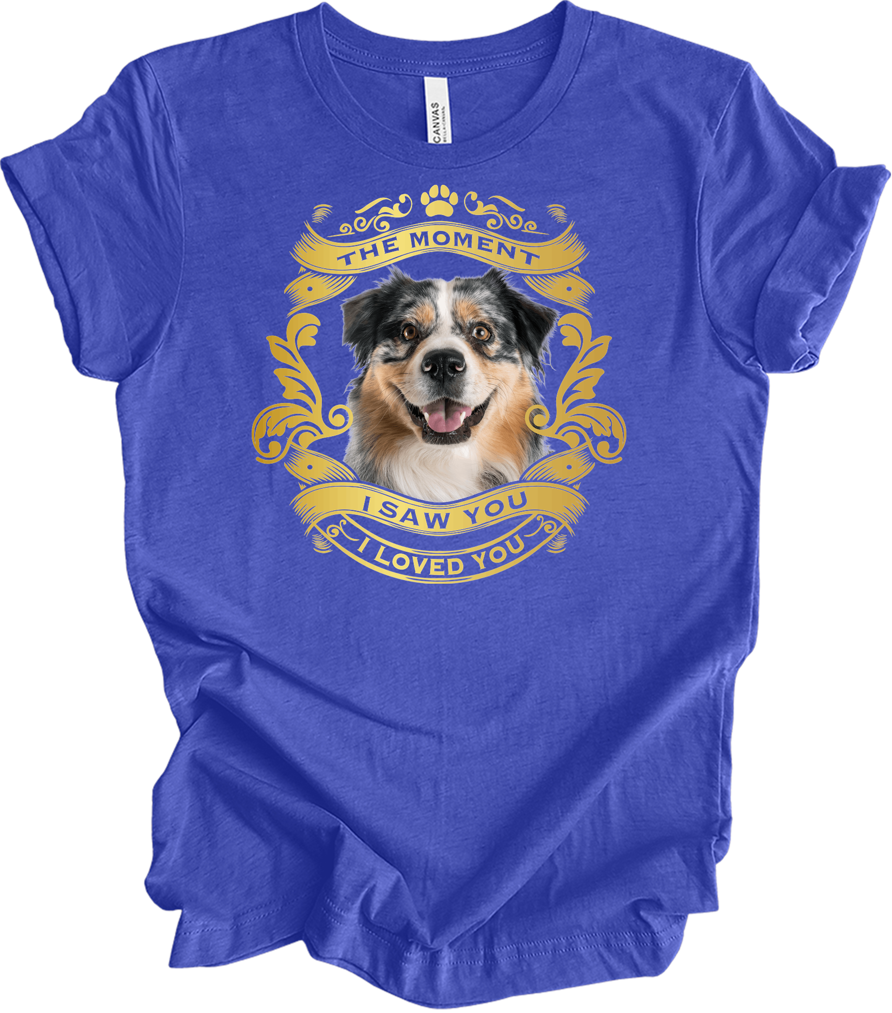 Australian Shepherd Love T-Shirt in Heather Royal