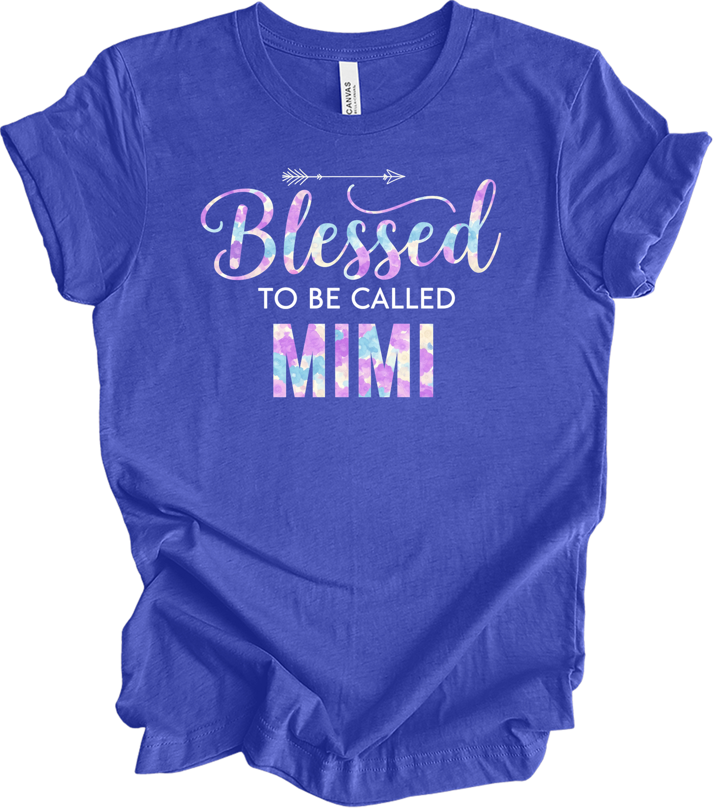 Blessed Mimi Floral Gift T-Shirt in Heather Royal