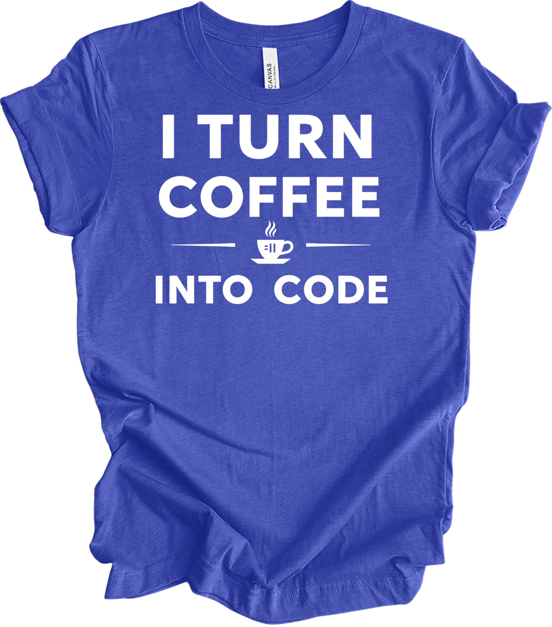 I Turn Coffee Into Code T-Shirt in Heather Royal