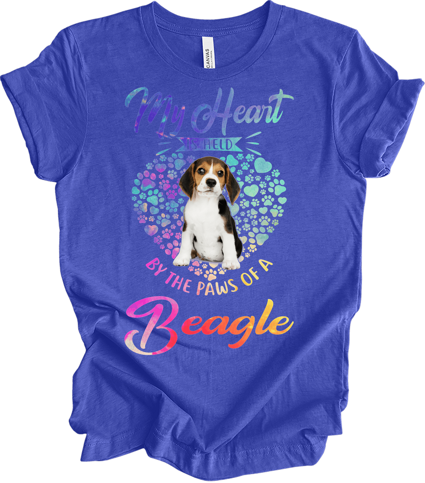 Beagle Heart Paw T-Shirt in Heather Royal