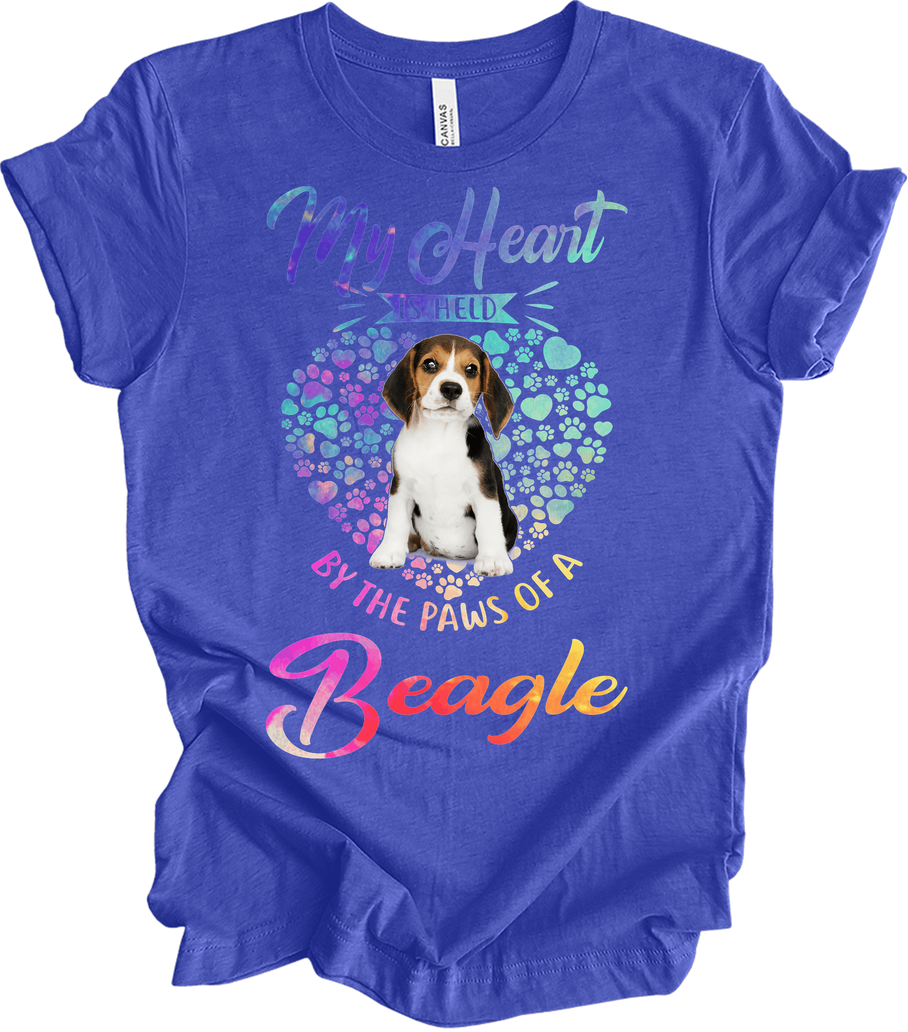 Beagle Heart Paw T-Shirt in Heather Royal