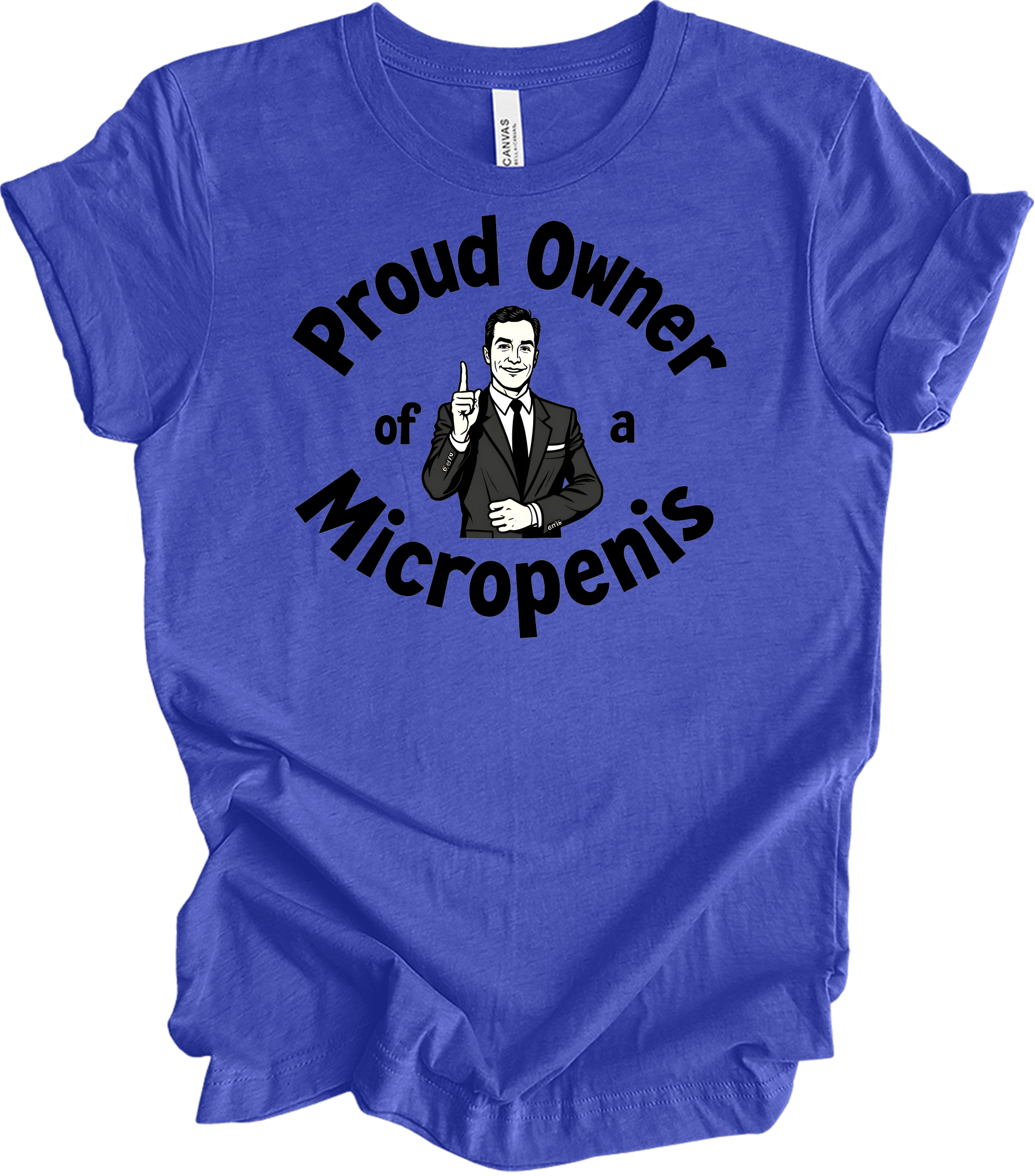 Proud Micropenis Sarcastic T-Shirt in Heather Royal