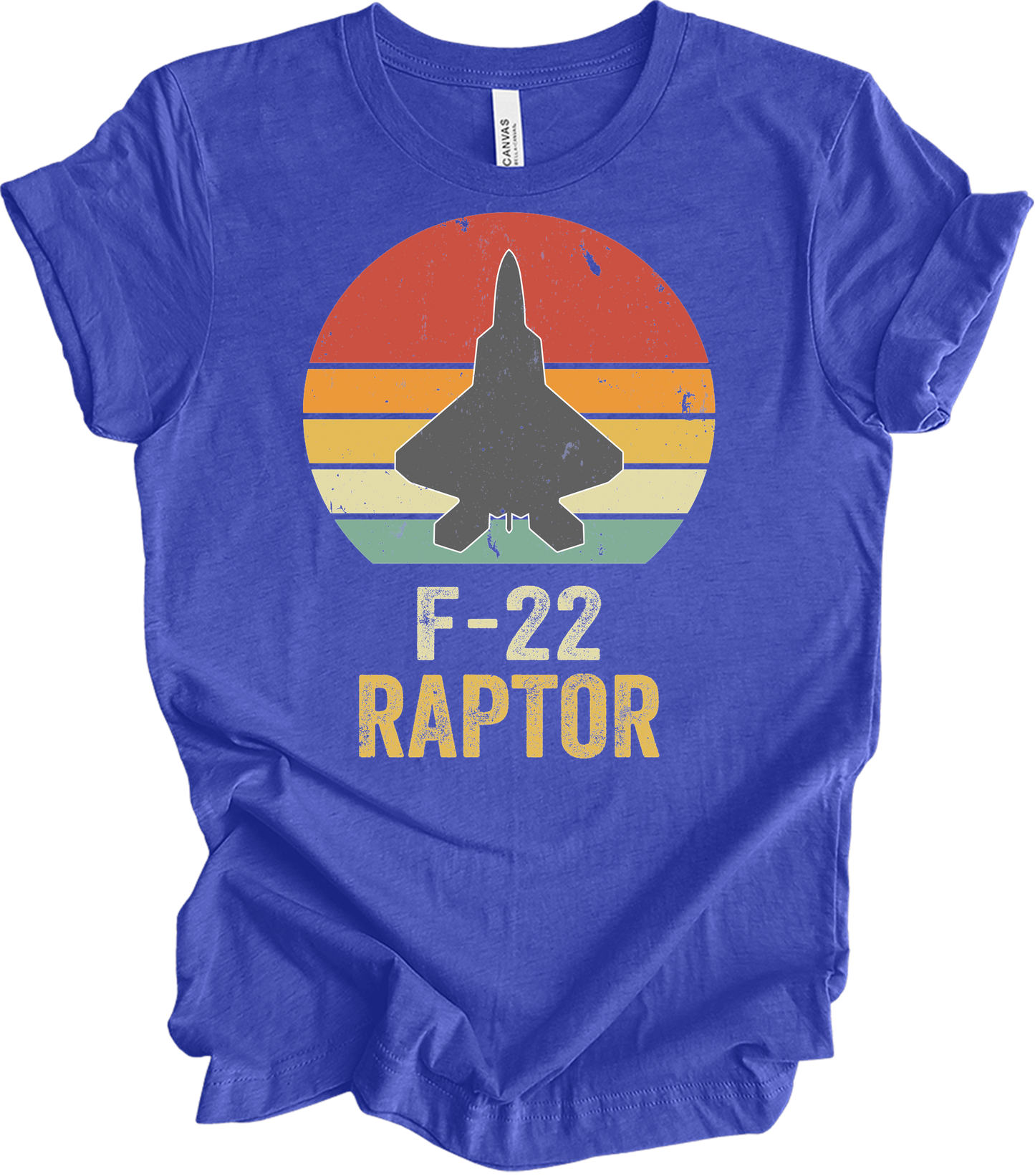 F-22 Raptor Retro T-Shirt in Heather Royal
