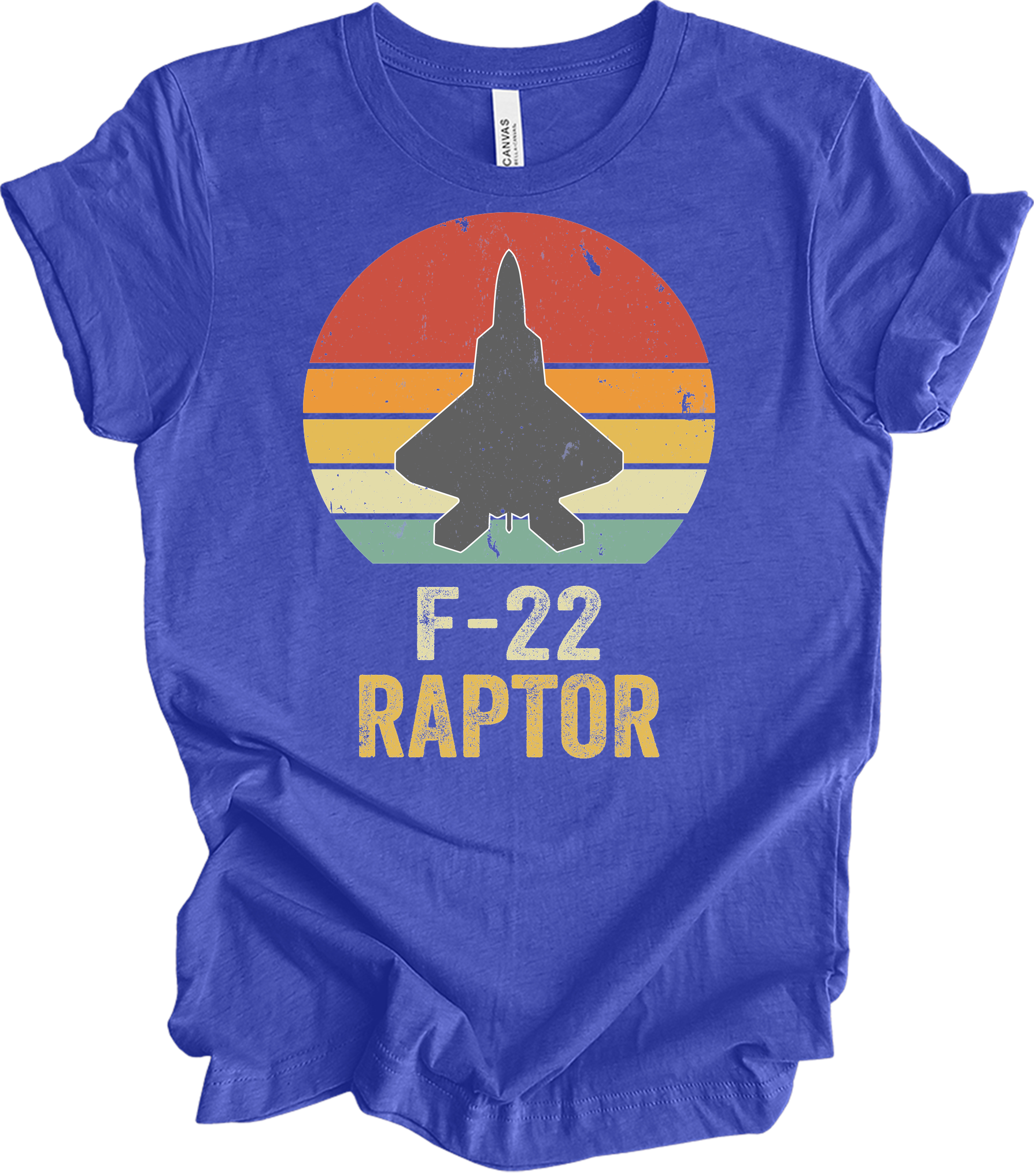 F-22 Raptor Retro T-Shirt in Heather Royal