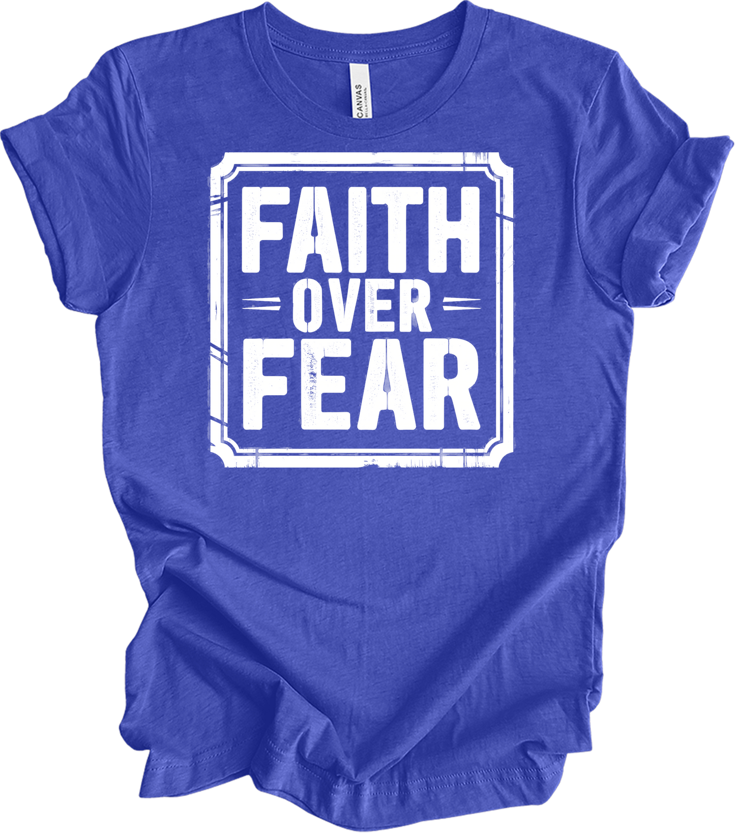 Faith Over Fear Inspirational T-Shirt in Heather Royal