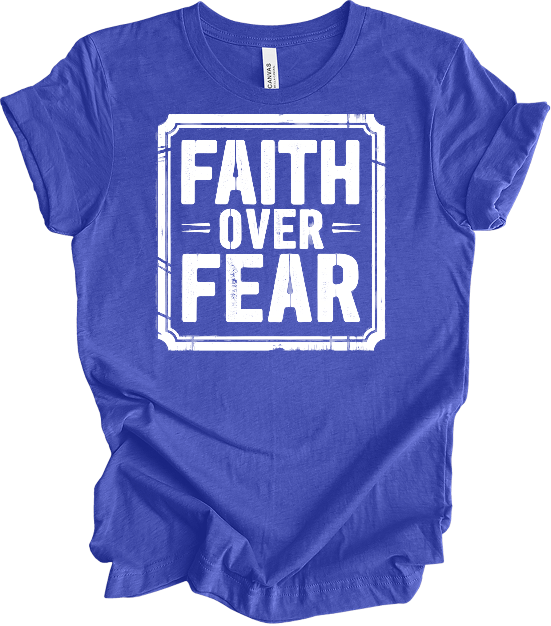 Faith Over Fear Inspirational T-Shirt in Heather Royal
