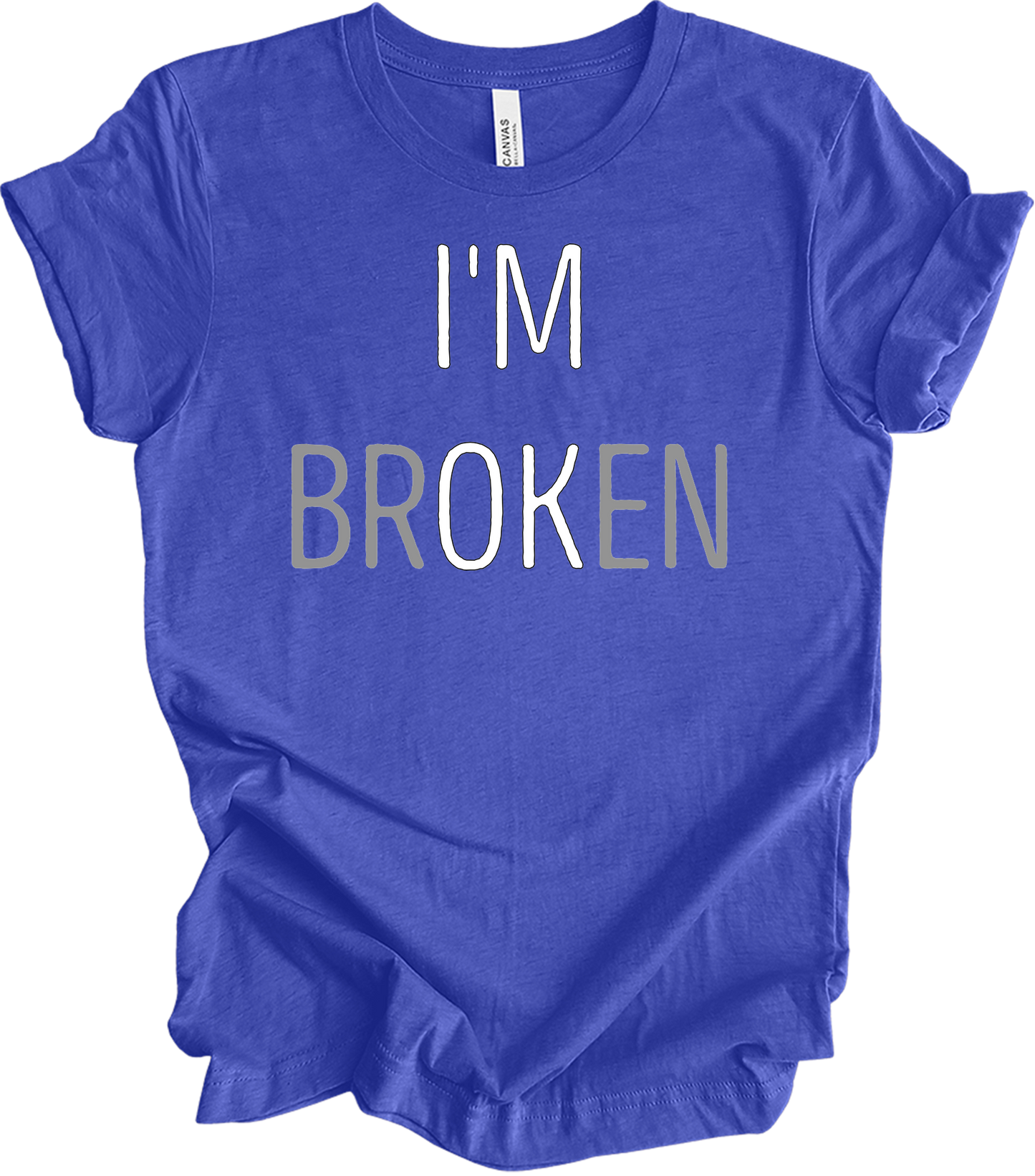 I'm Broken T-Shirt in Heather Royal