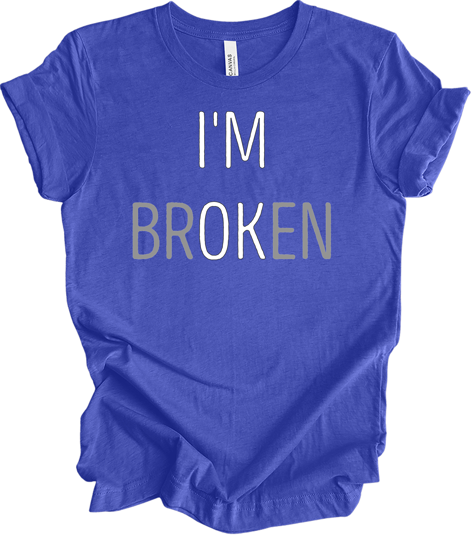 I'm Broken T-Shirt in Heather Royal