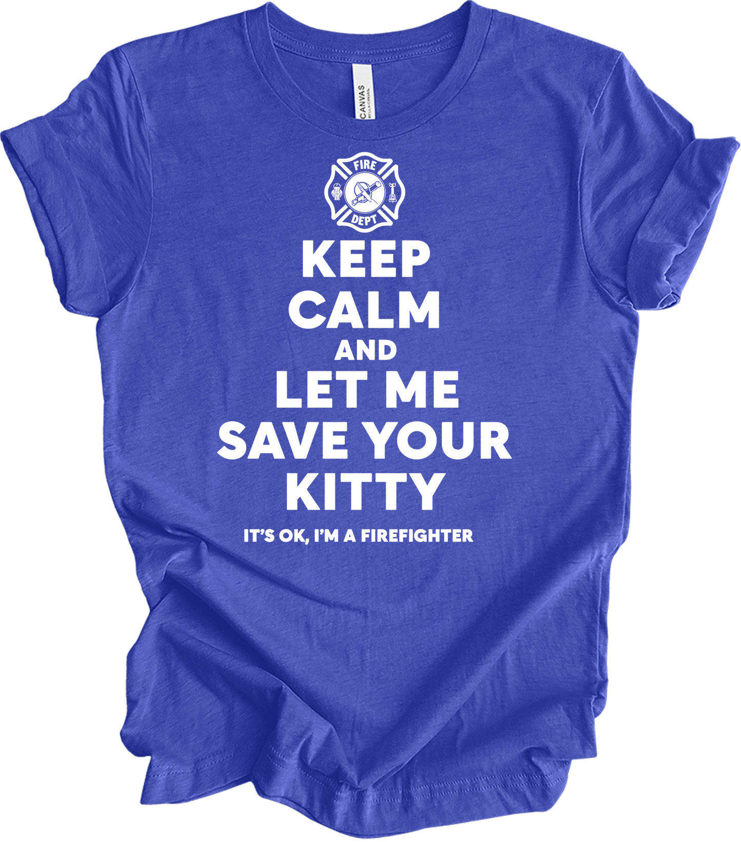 Firefighter Rescue - Save Your Kitty T-Shirt in Heather Royal
