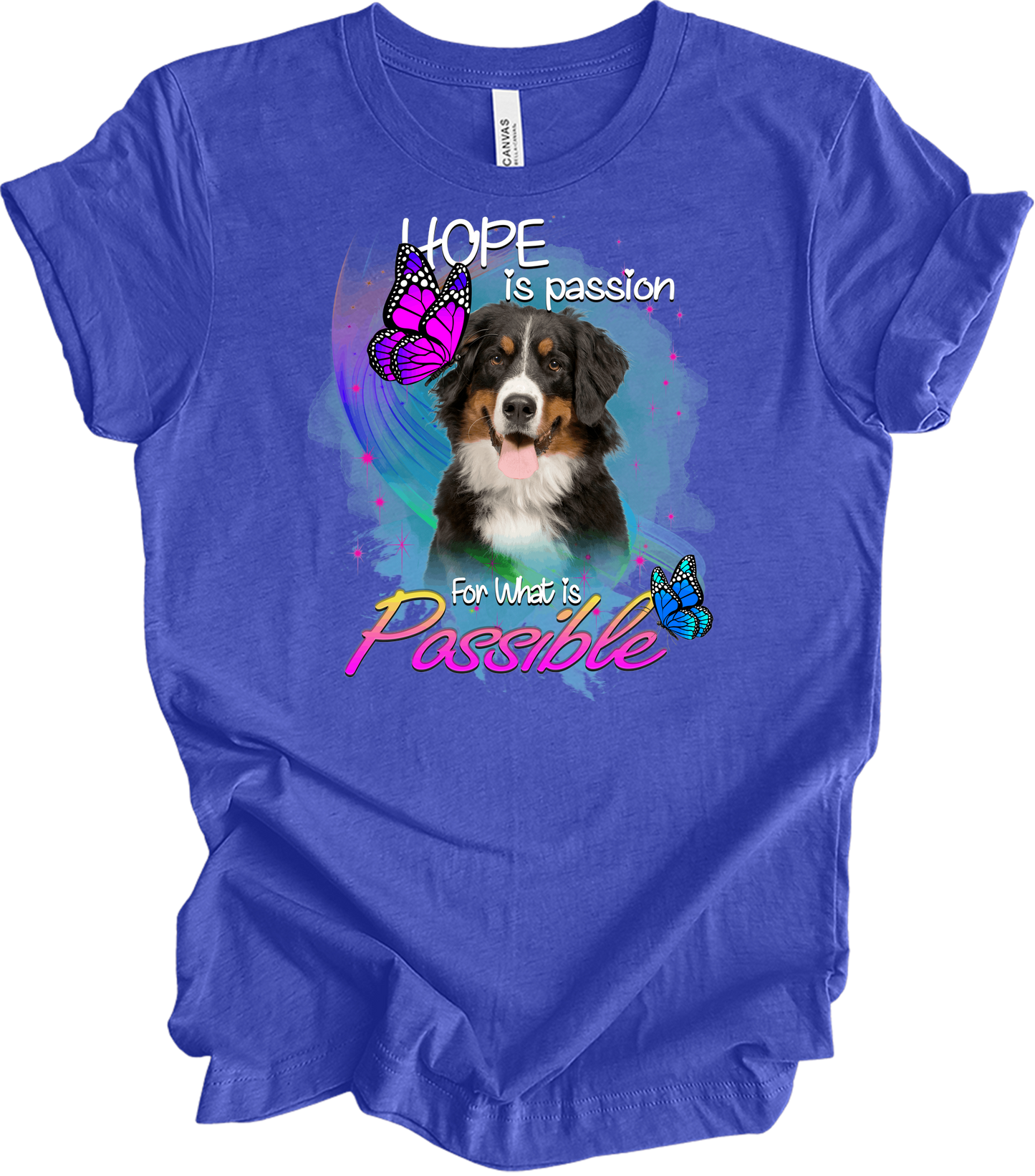 Bernese Mountain Dog Hope T-Shirt in Heather Royal
