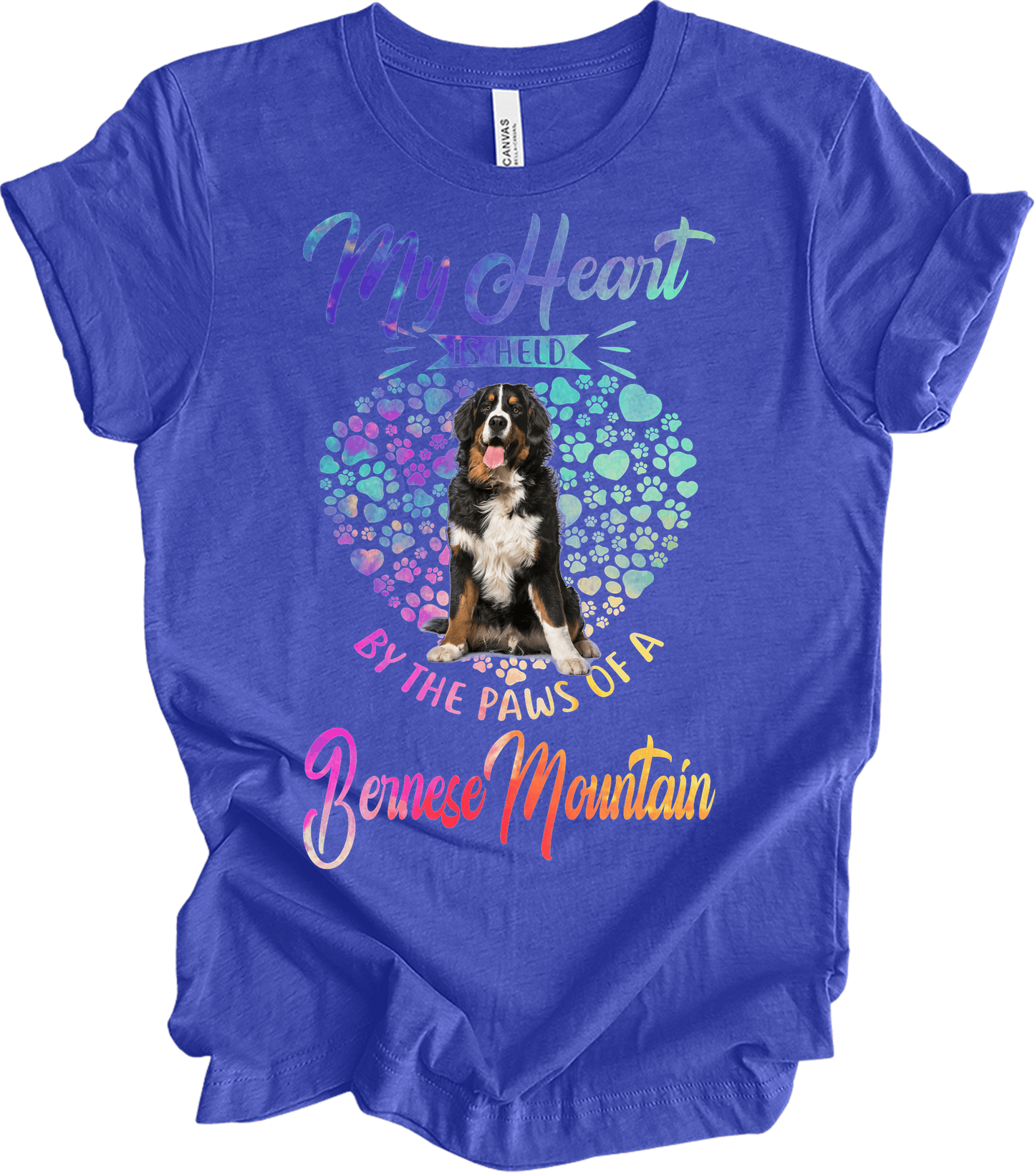 Bernese Mountain Dog Heart T-Shirt in Heather Royal