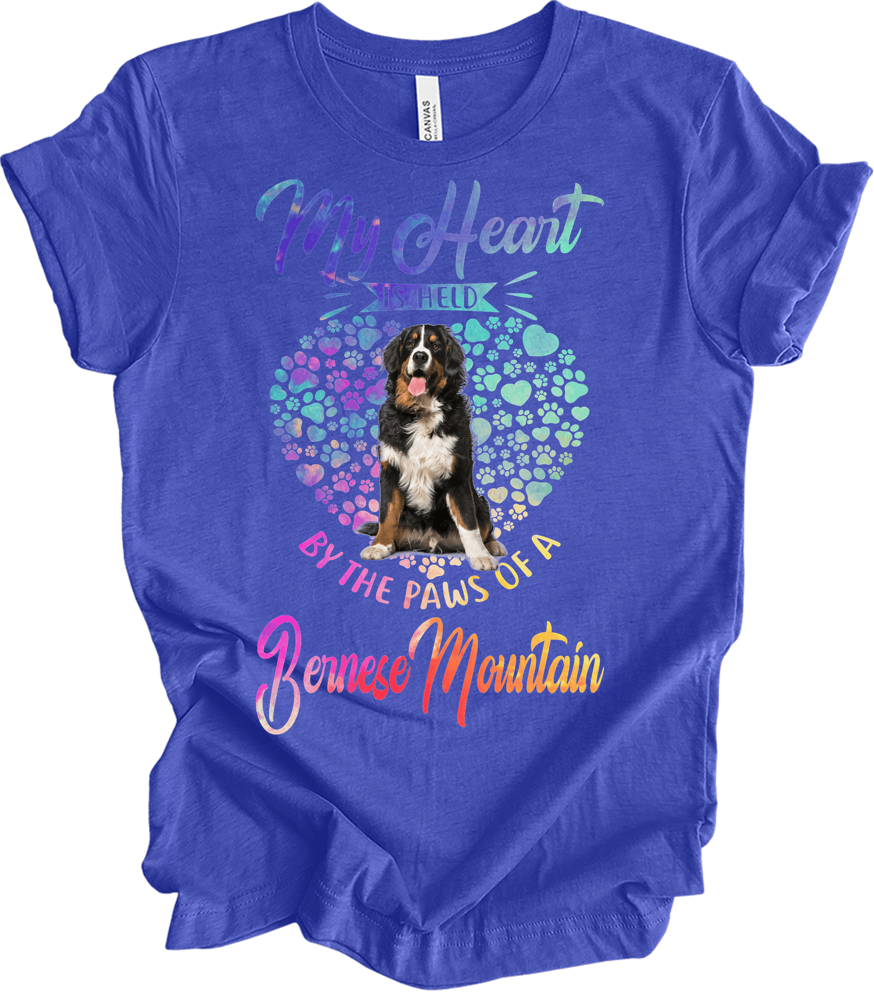 Bernese Mountain Dog Heart T-Shirt in Heather Royal