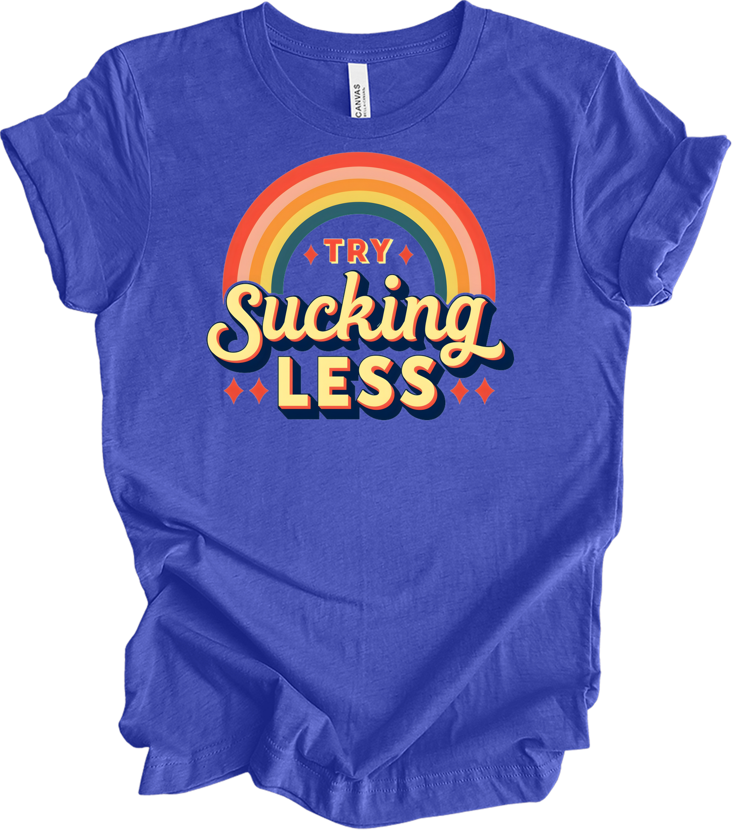 Try Sucking Less Retro T-Shirt in Heather Royal