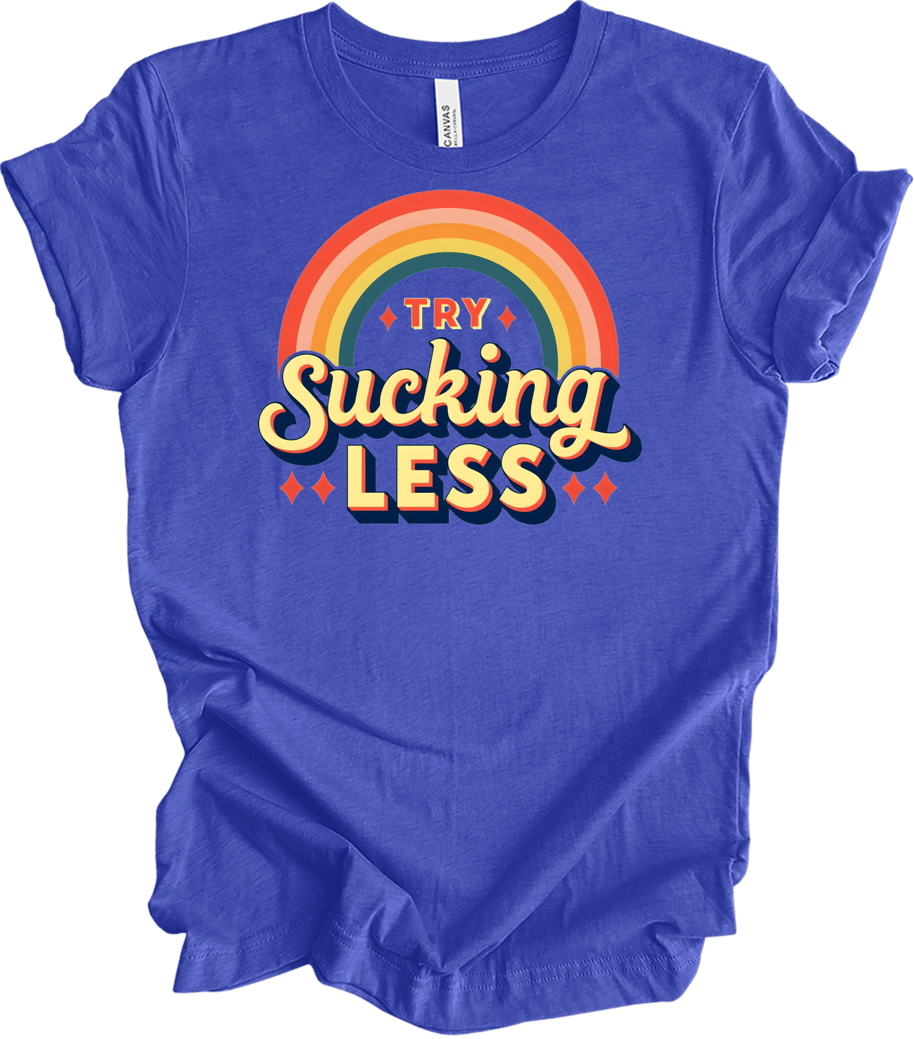 Try Sucking Less Retro T-Shirt in Heather Royal