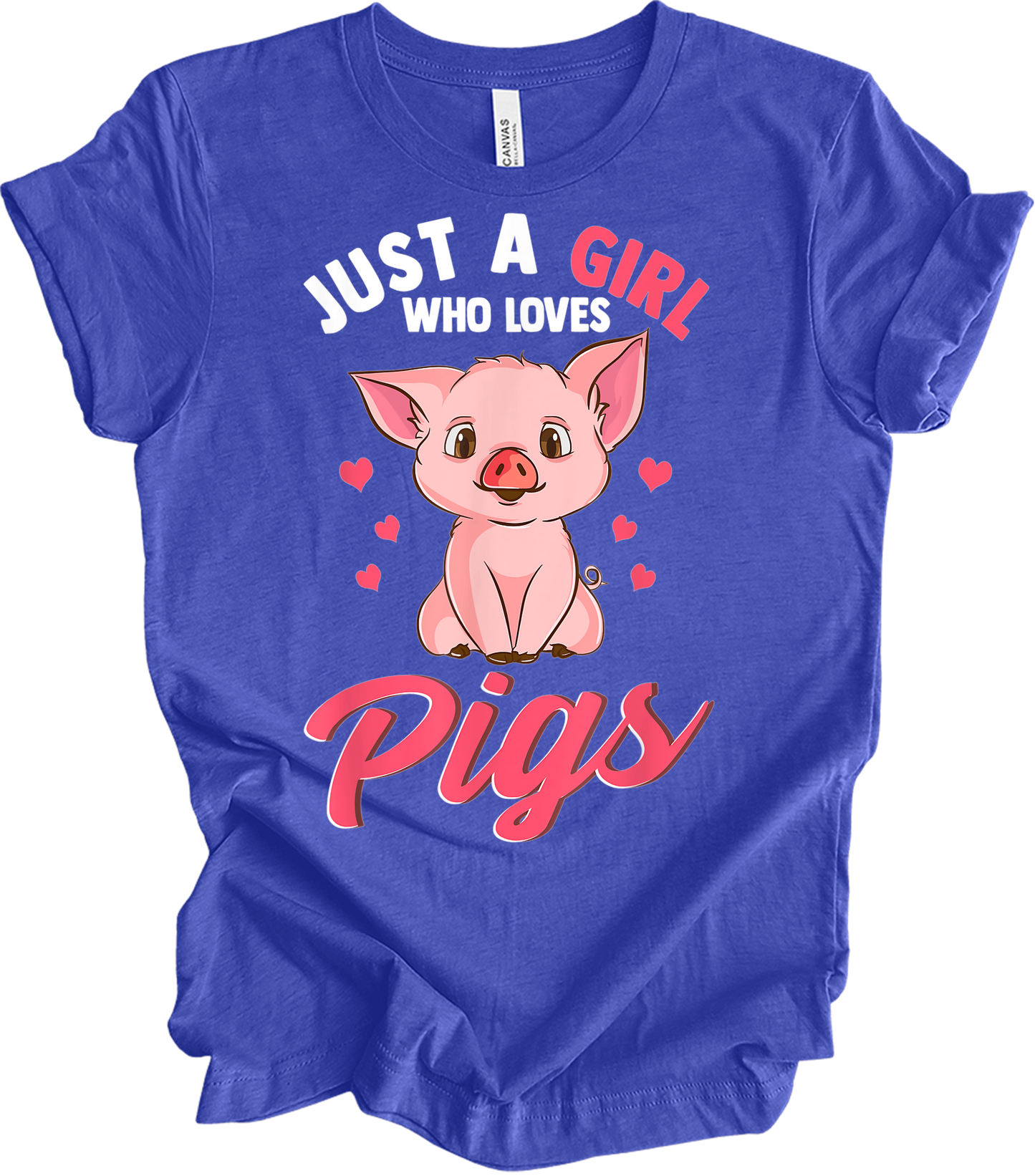 Just A Girl Who Loves Pigs T-Shirt in Heather Royal