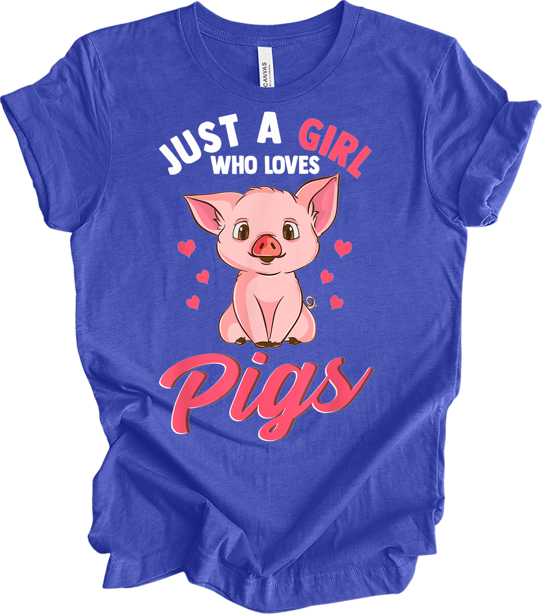 Just A Girl Who Loves Pigs T-Shirt in Heather Royal