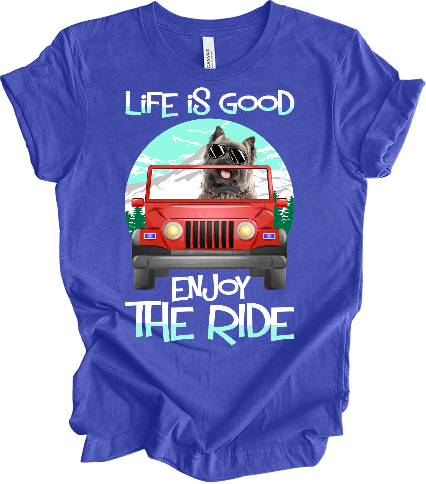 Life is Good Jeep Dog T-Shirt in Heather Royal