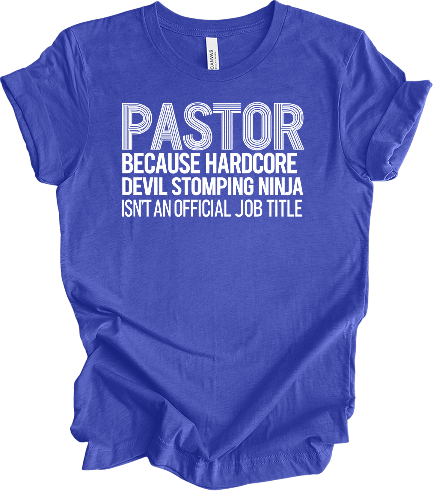 Pastor Devil Stomping Ninja T-Shirt in Heather Royal