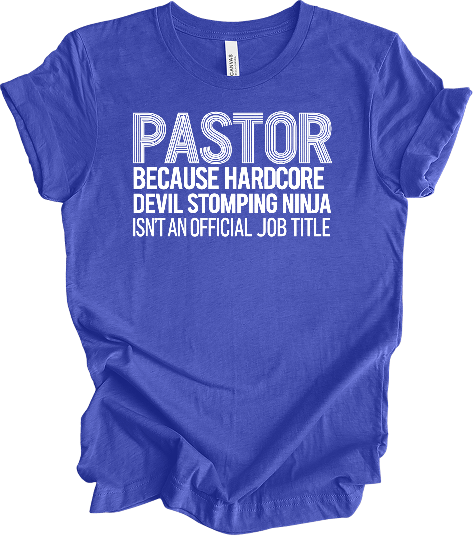 Pastor Devil Stomping Ninja T-Shirt in Heather Royal