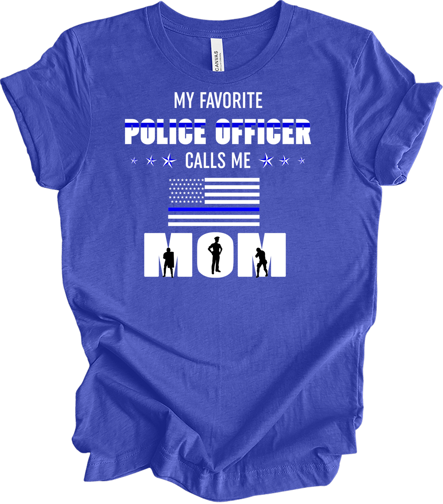 Police Officer Calls Me Mom T-Shirt in Heather Royal