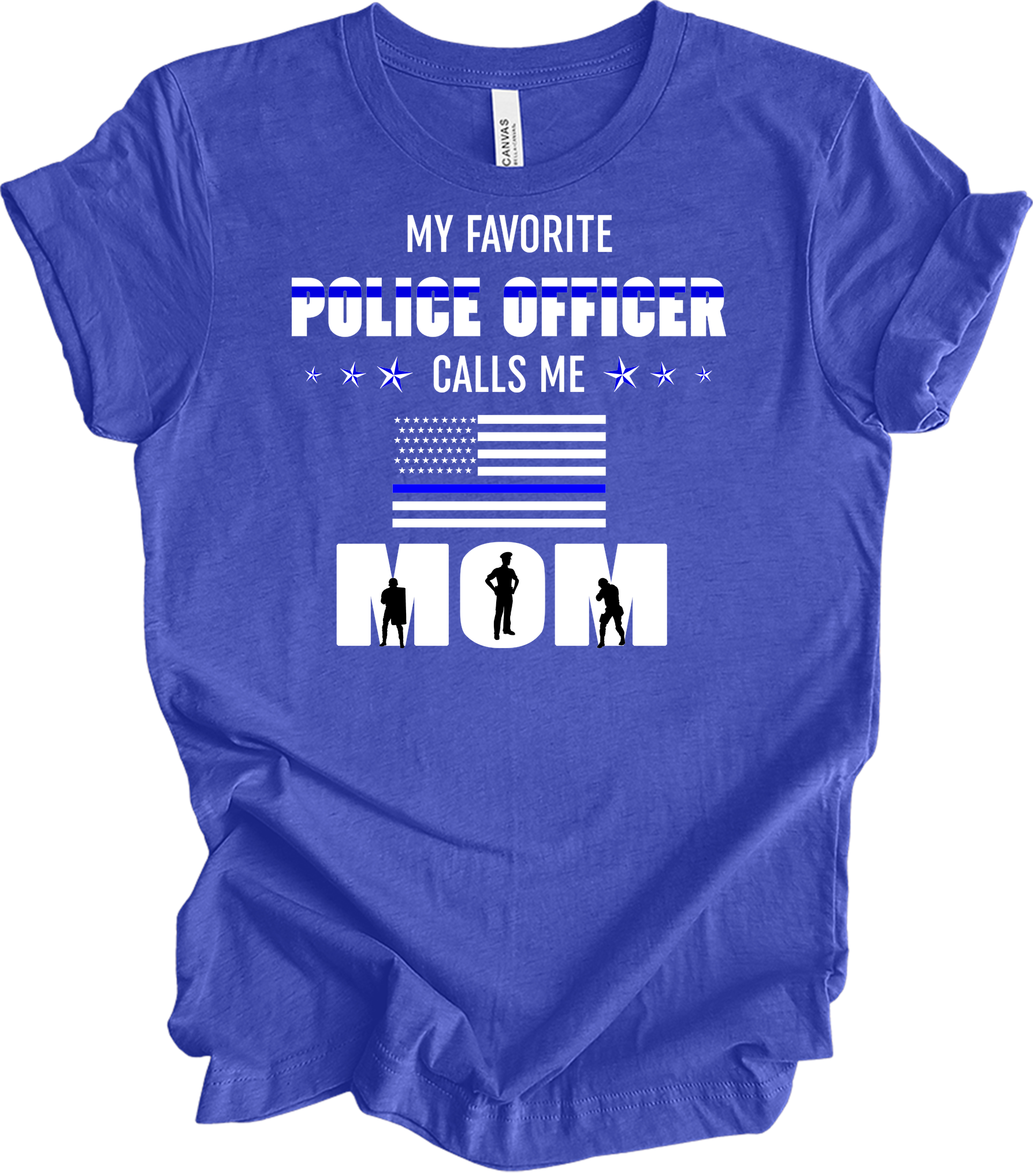Police Officer Calls Me Mom T-Shirt in Heather Royal