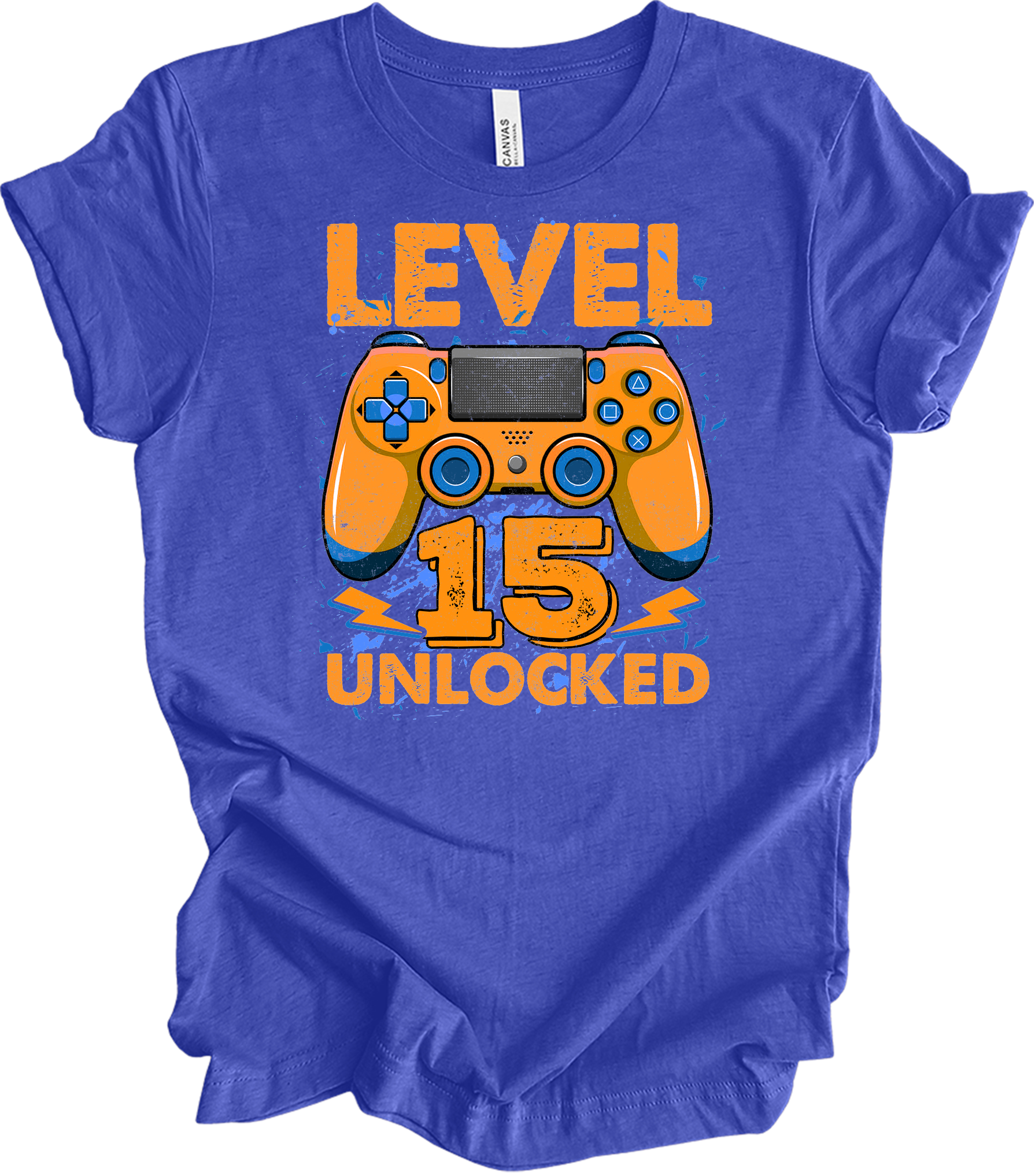 Level 15 Unlocked Gamer T-Shirt in Heather Royal