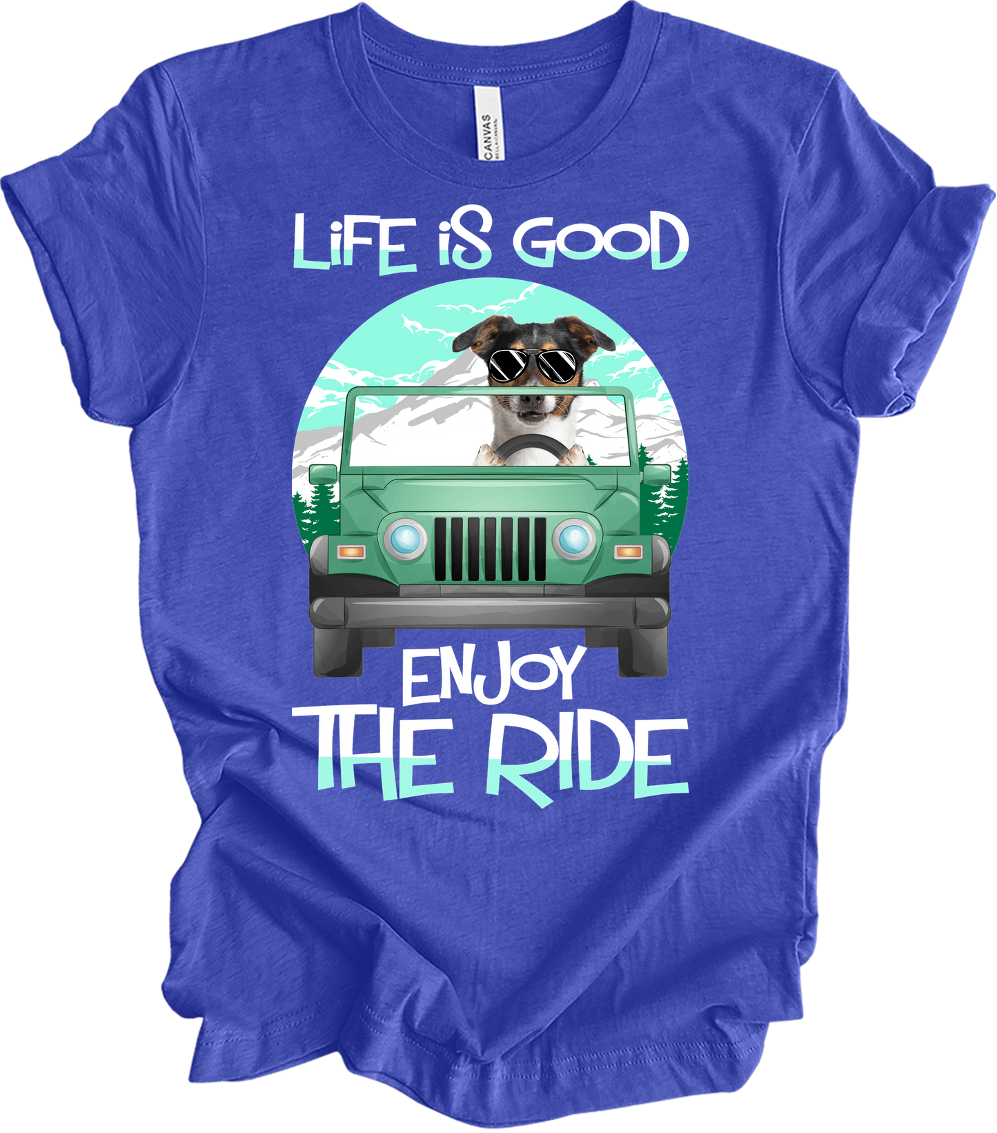 Jeeps and Dogs - Funny Jack Russell Terrier Owner Gift T-Shirt in Heather Royal