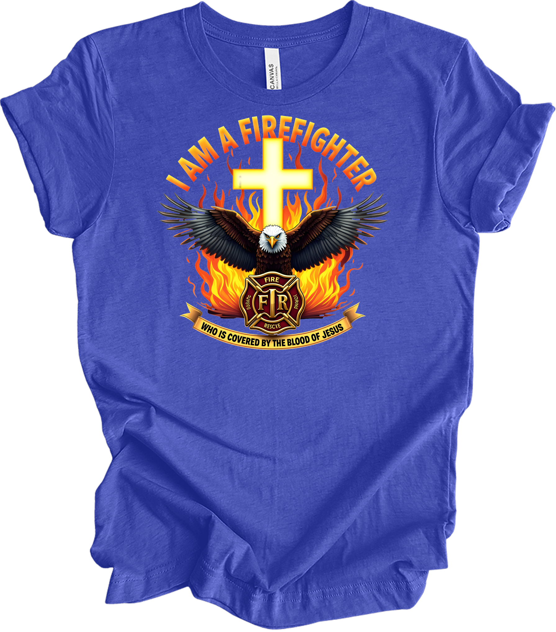 Firefighter Faith T-Shirt in Heather Royal