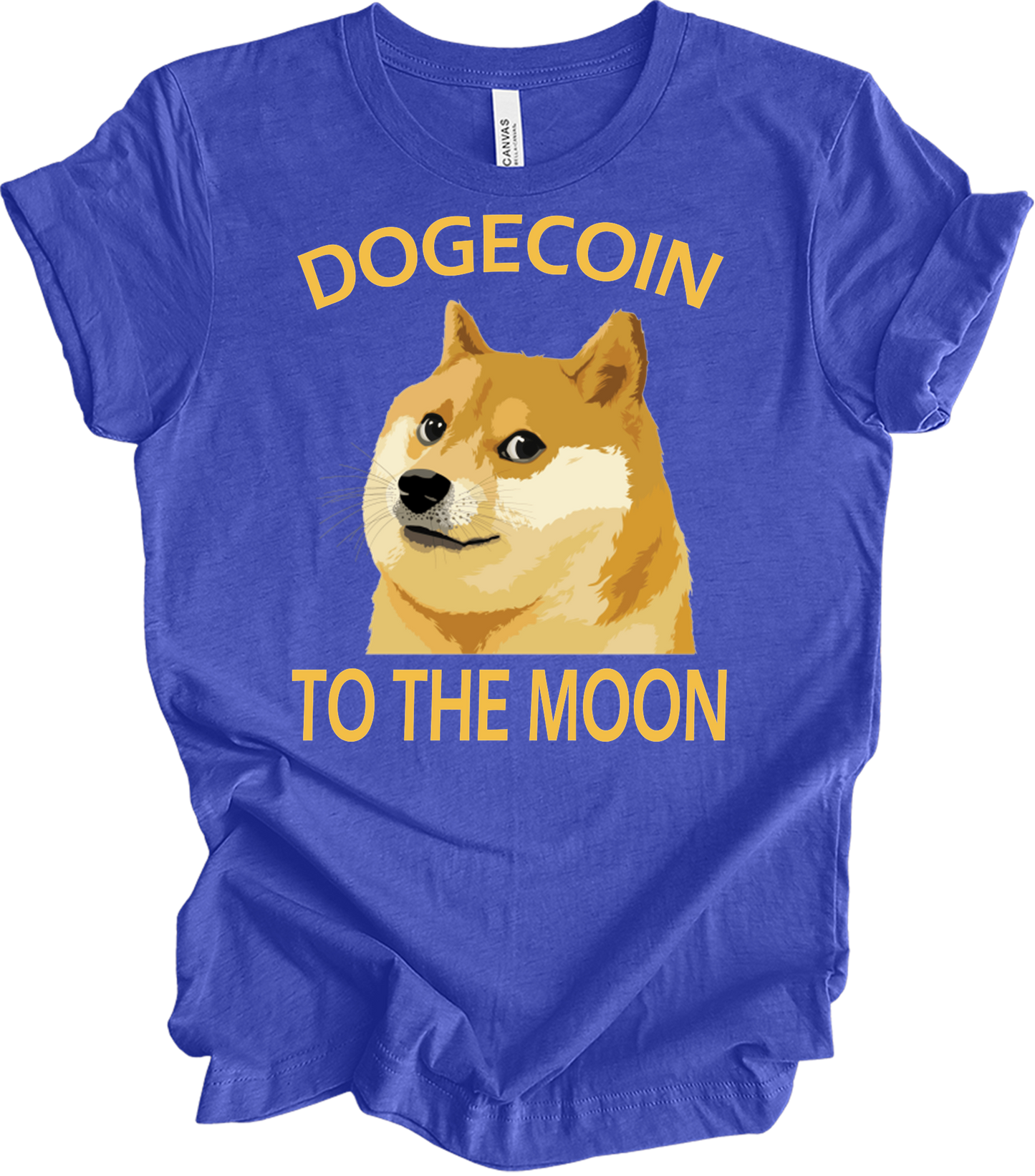Dogecoin To The Moon T-Shirt in Heather Royal
