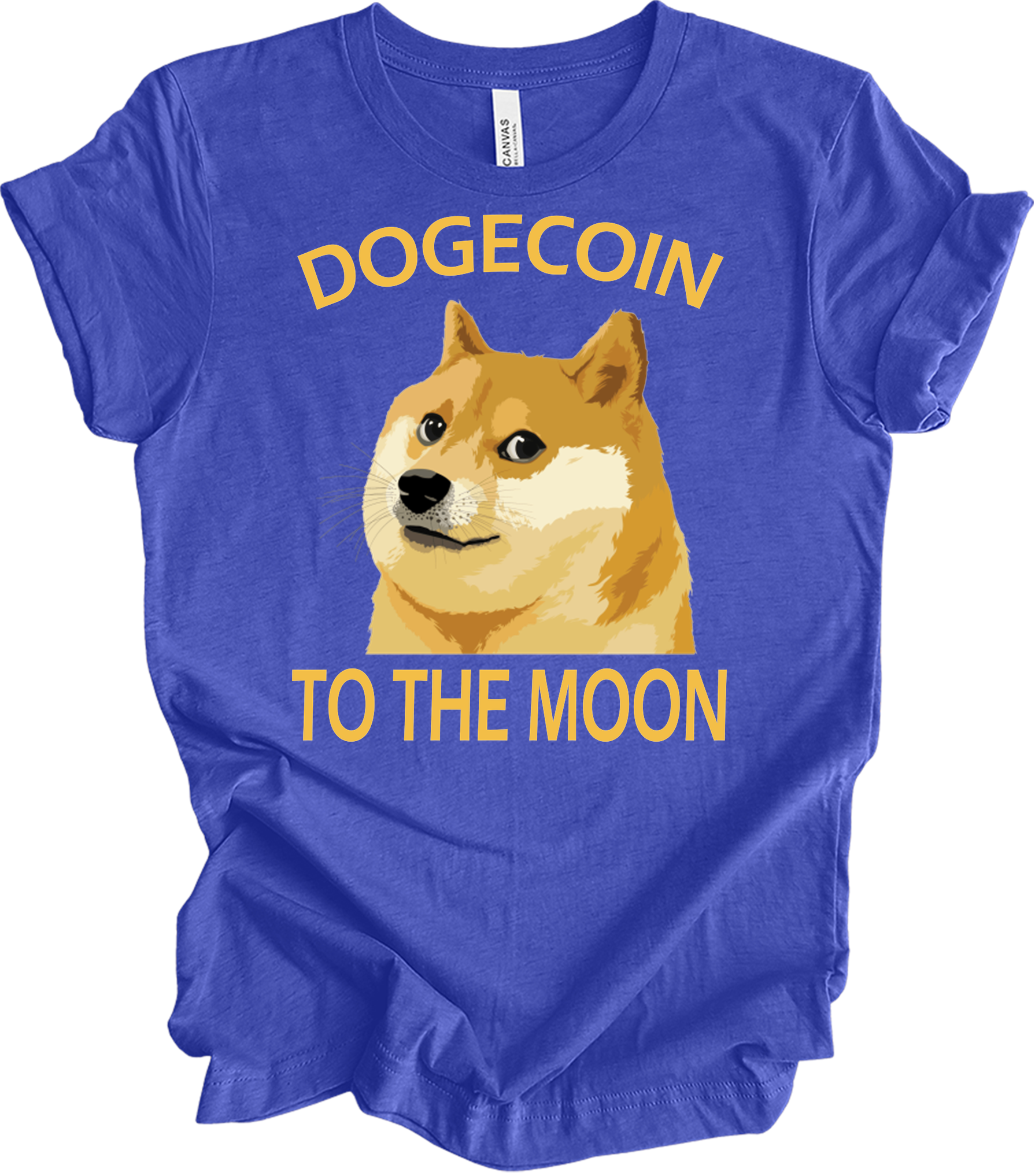 Dogecoin To The Moon T-Shirt in Heather Royal
