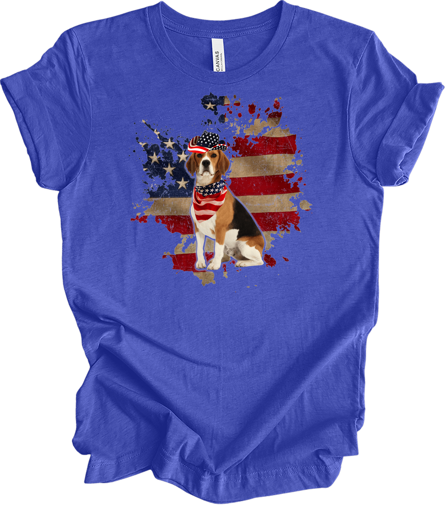 Beagle 4th of July T-Shirt in Heather Royal