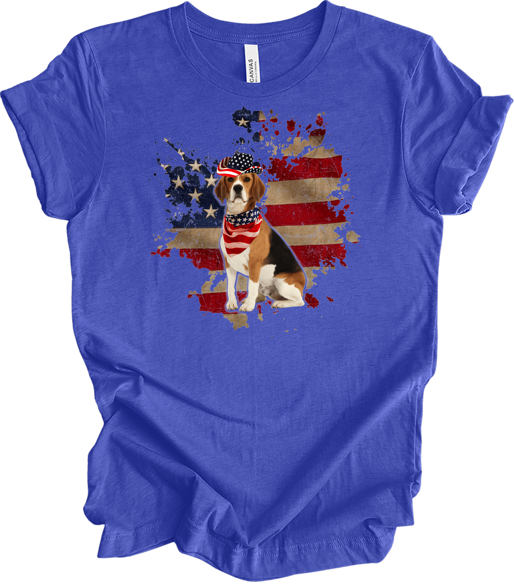 Beagle 4th of July T-Shirt in Heather Royal