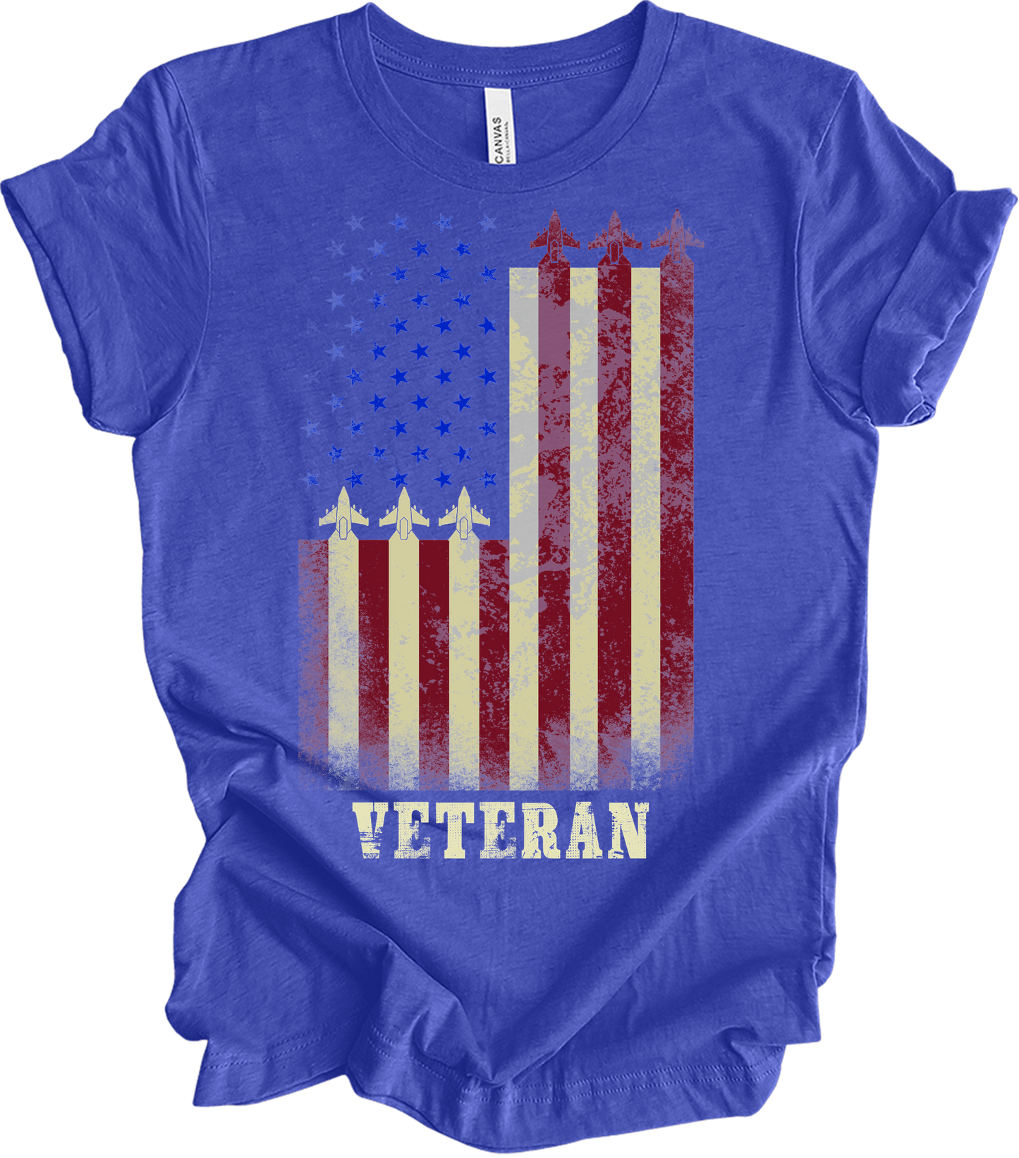 American Flag Veteran T-Shirt in Heather Royal