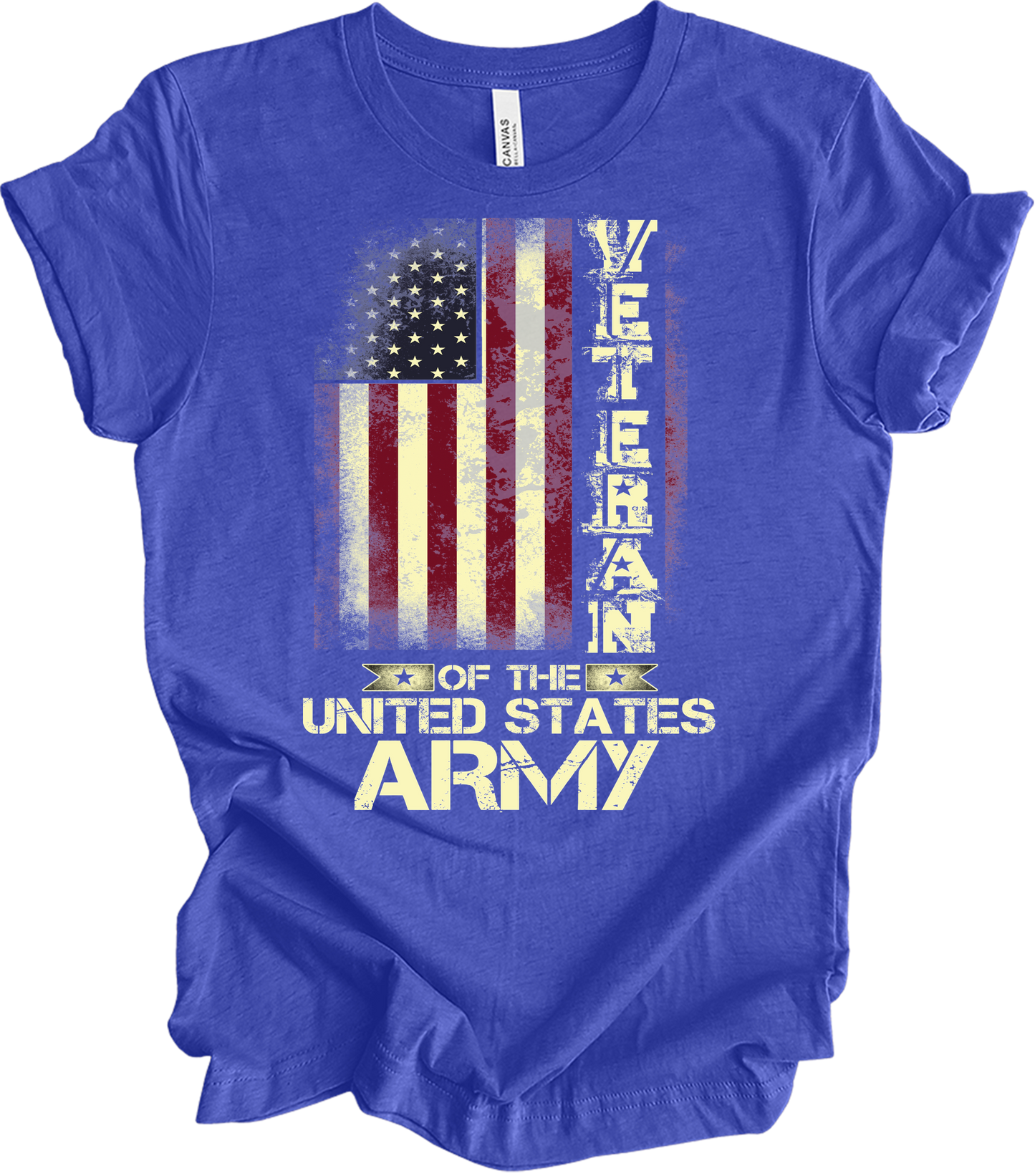 US Army Veteran Flag T-Shirt in Heather Royal