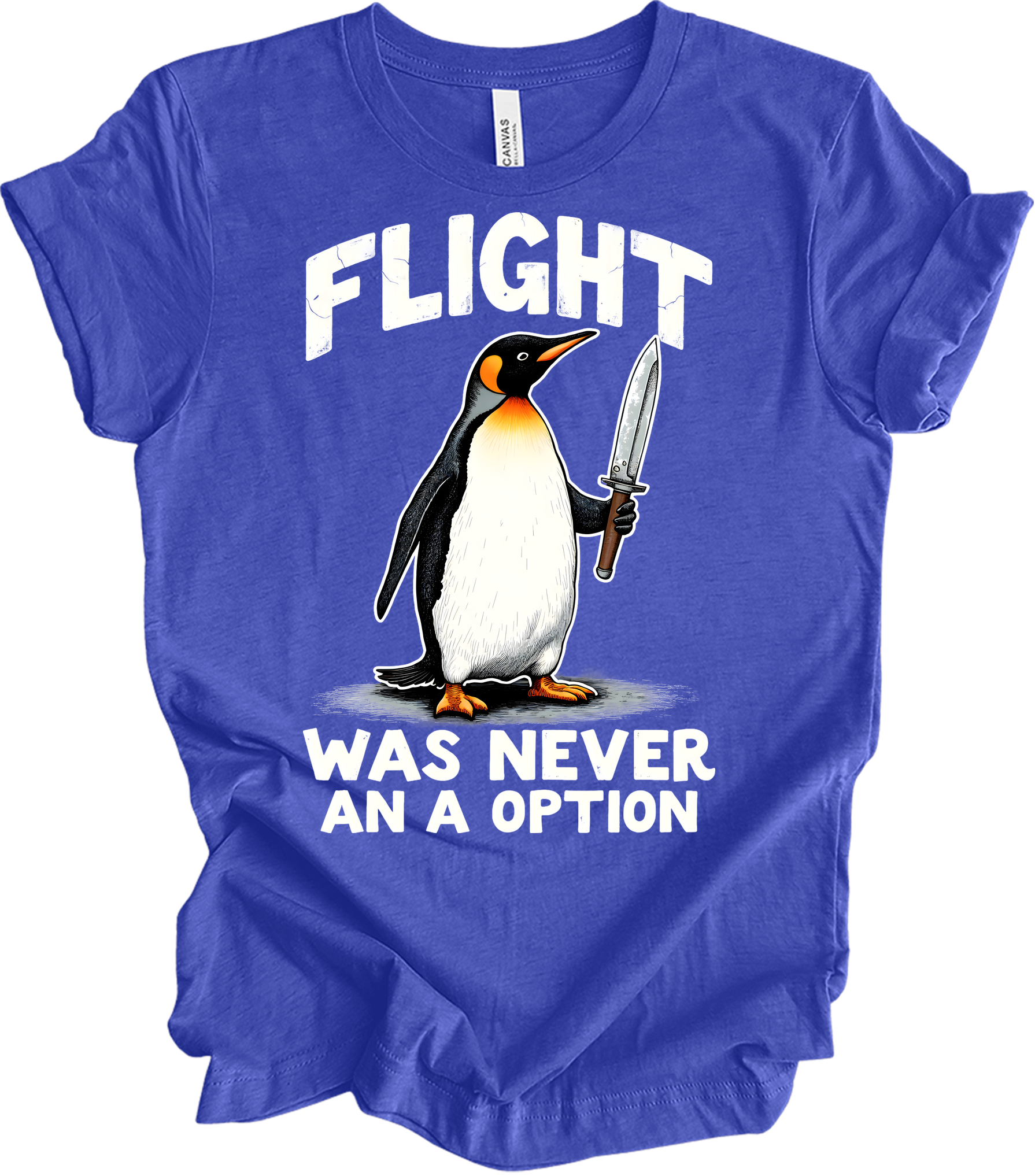 Penguin Humor - Flight Wasn't an Option T-Shirt in Heather Royal