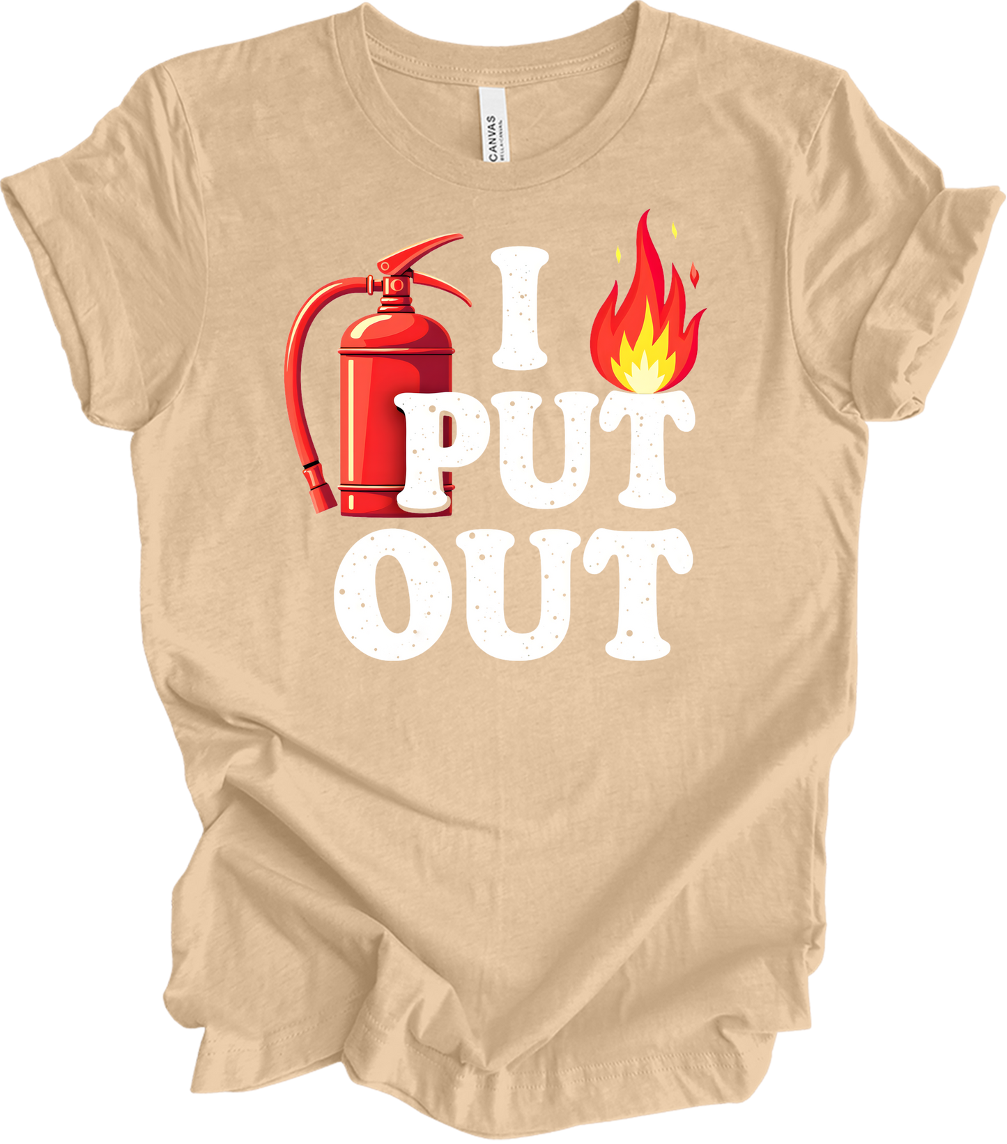 I Put Out Firefighter T-Shirt in Heather Sand Dune