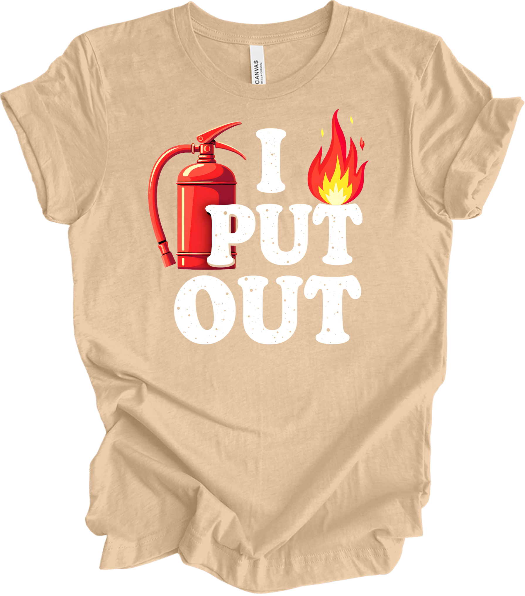 I Put Out Firefighter T-Shirt in Heather Sand Dune