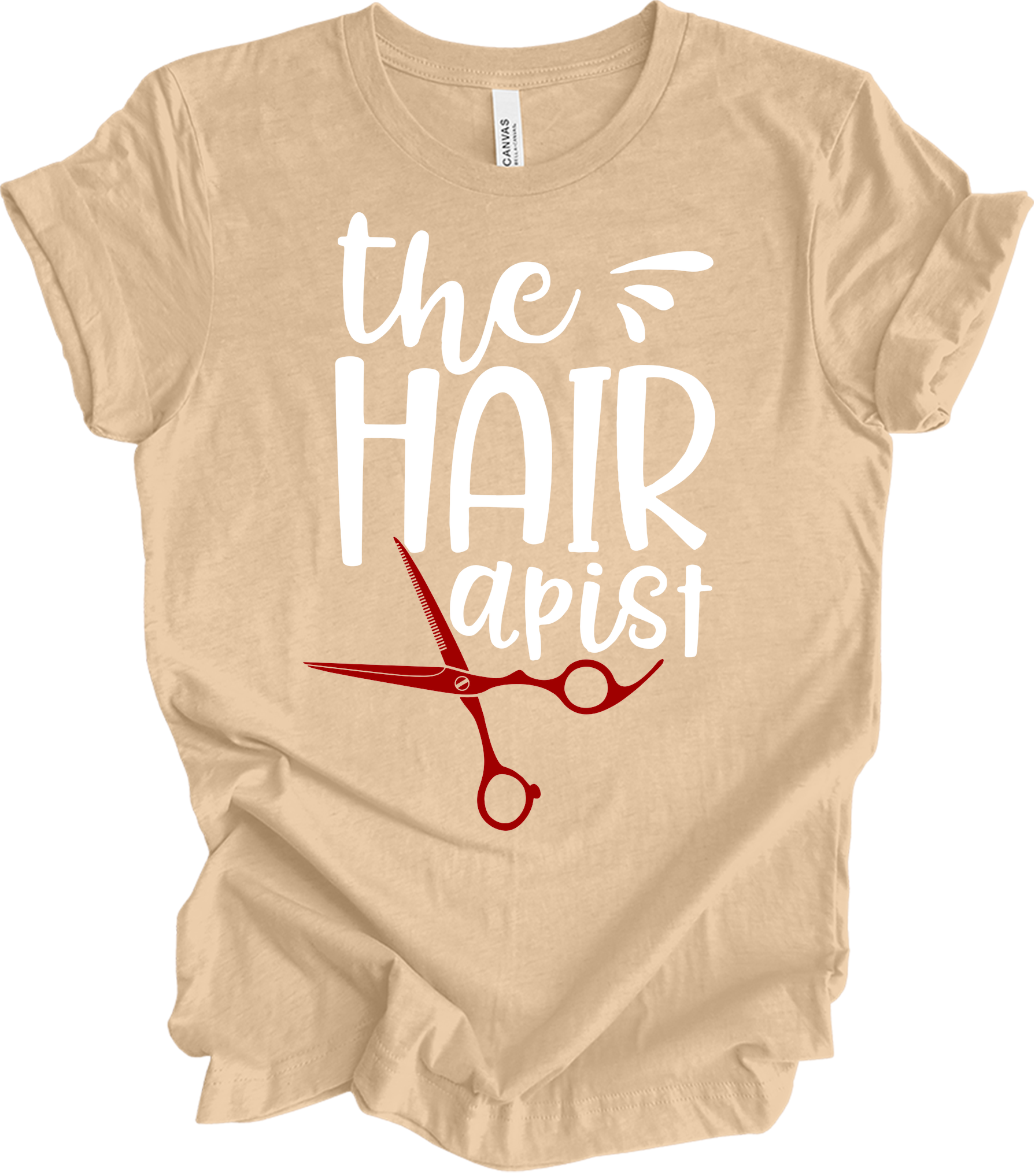 The Hairapist - Funny Unisex T-Shirt in Heather Sand Dune