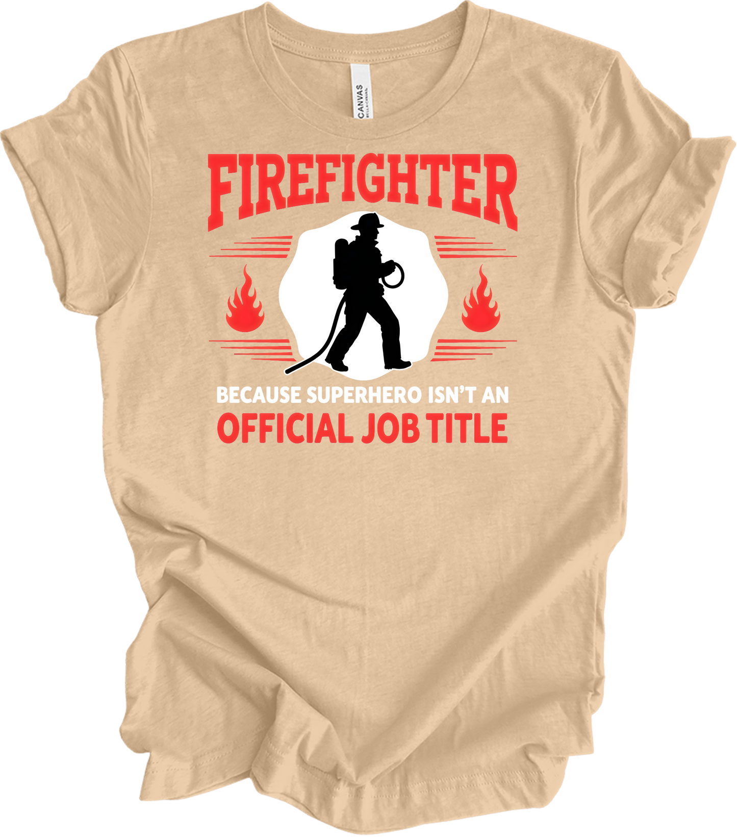 Firefighter Superhero T-Shirt in Heather Sand Dune