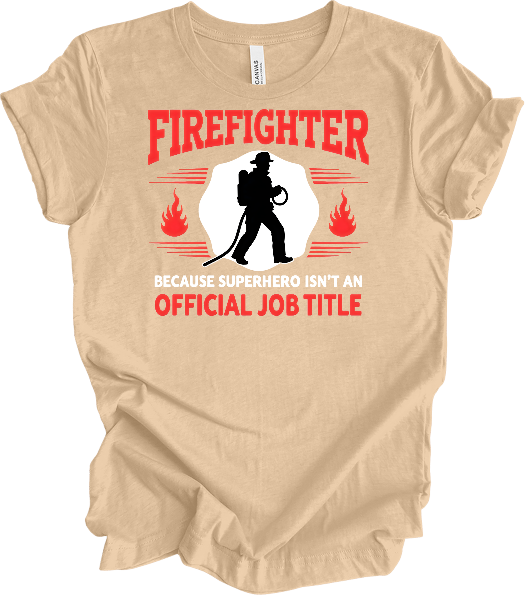Firefighter Superhero T-Shirt in Heather Sand Dune