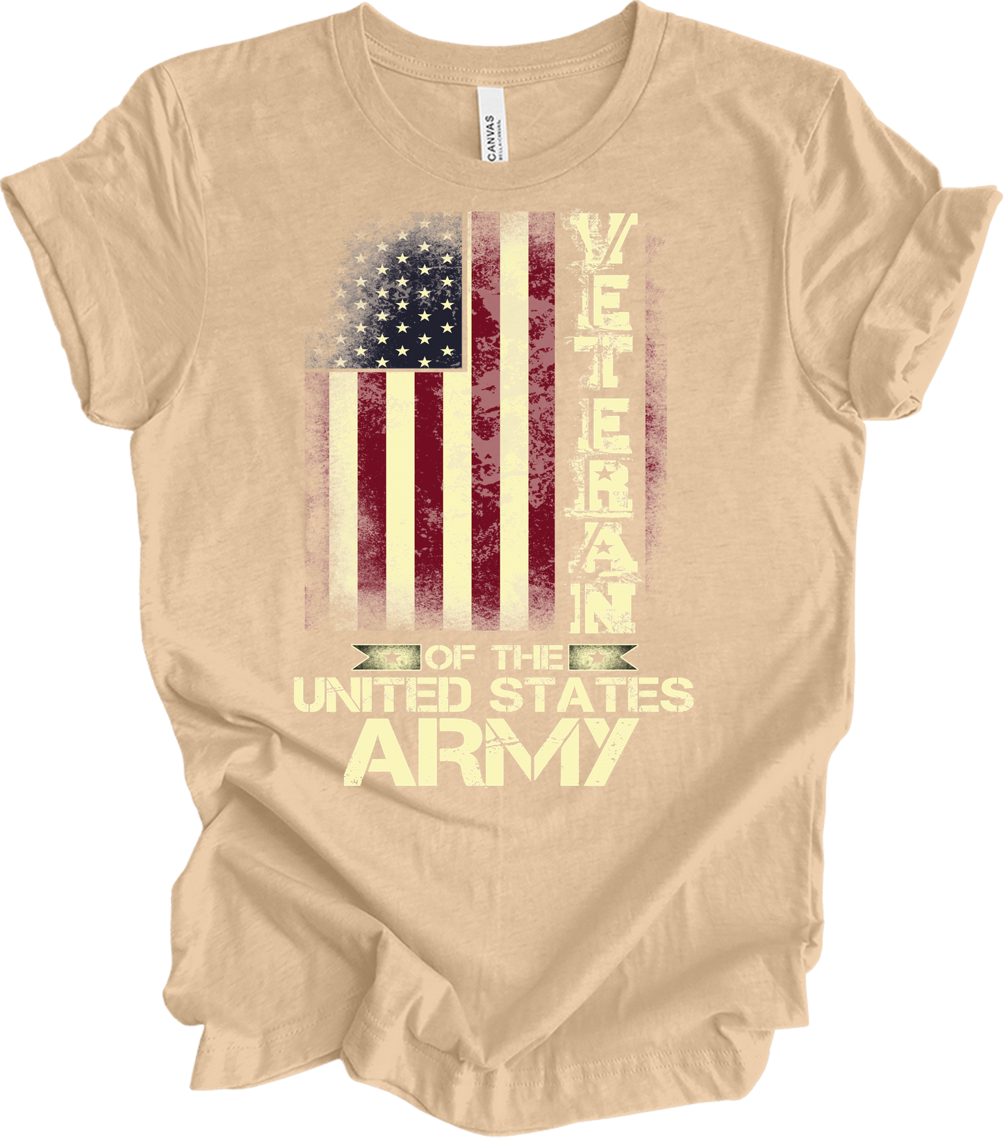 US Army Veteran Flag T-Shirt in Heather Sand Dune