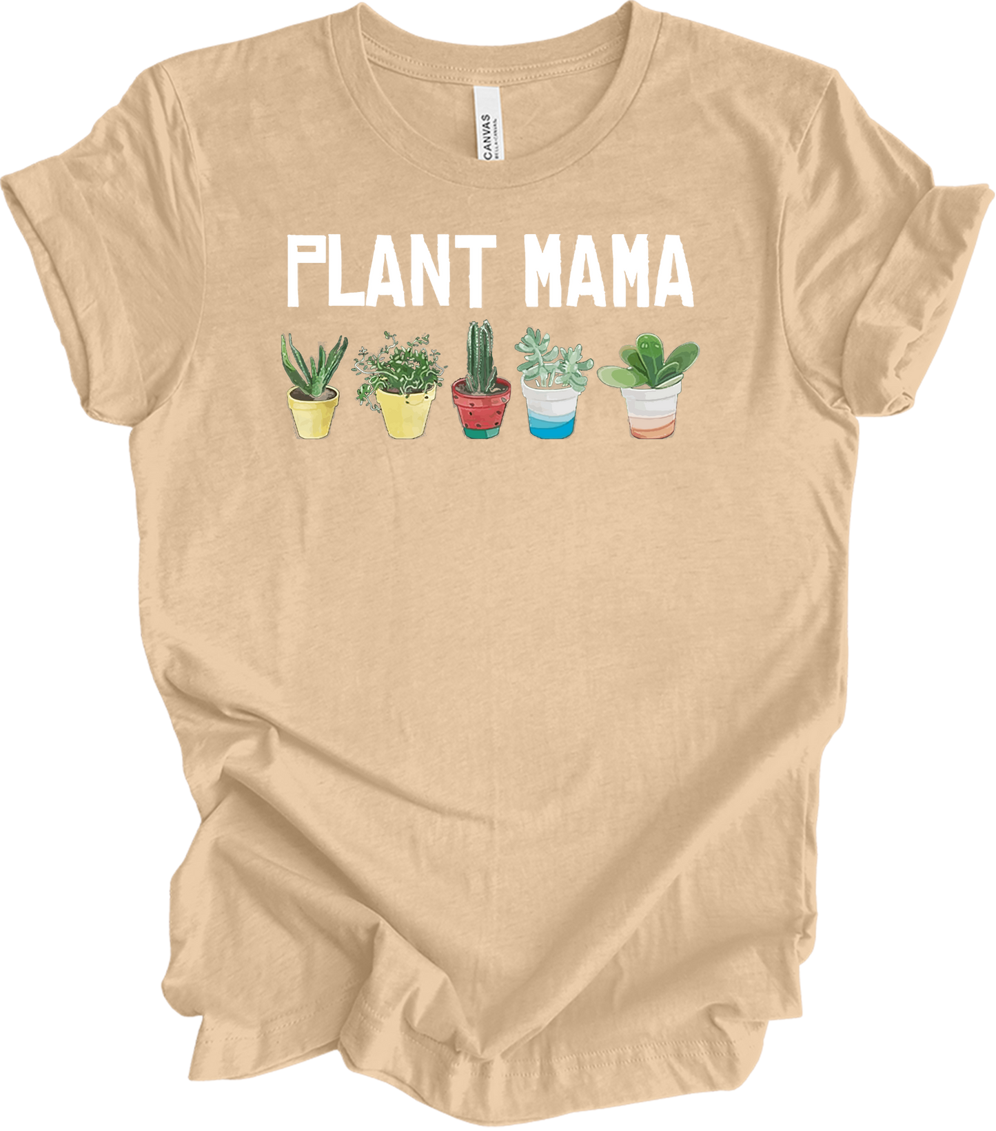 Plant Mama - Cute Plants T-Shirt in Heather Sand Dune