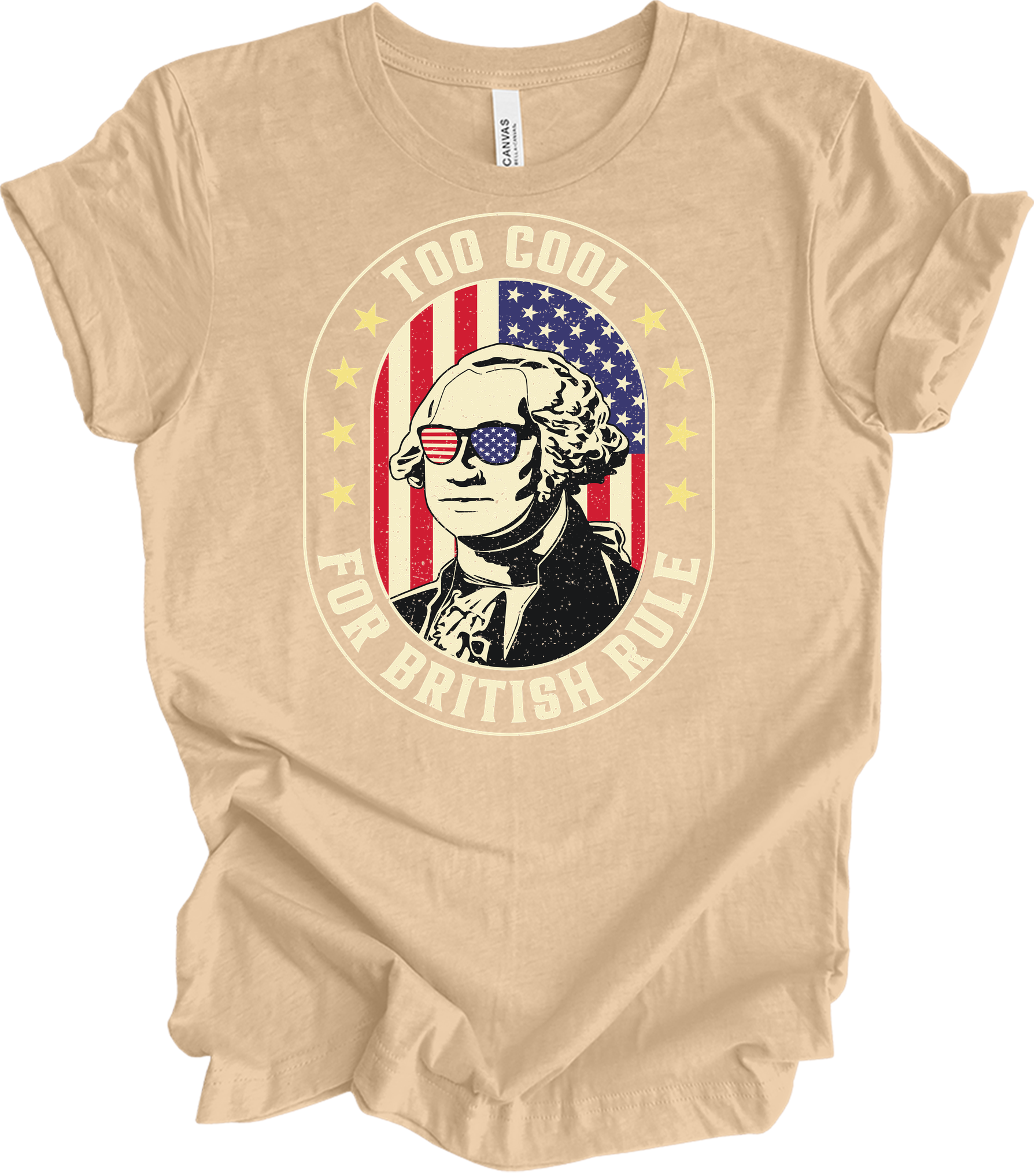 Too Cool for British Rule T-Shirt in Heather Sand Dune