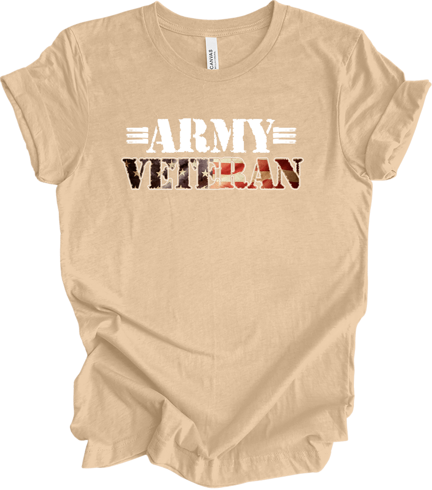 US Army Veteran Flag T-Shirt in Heather Sand Dune