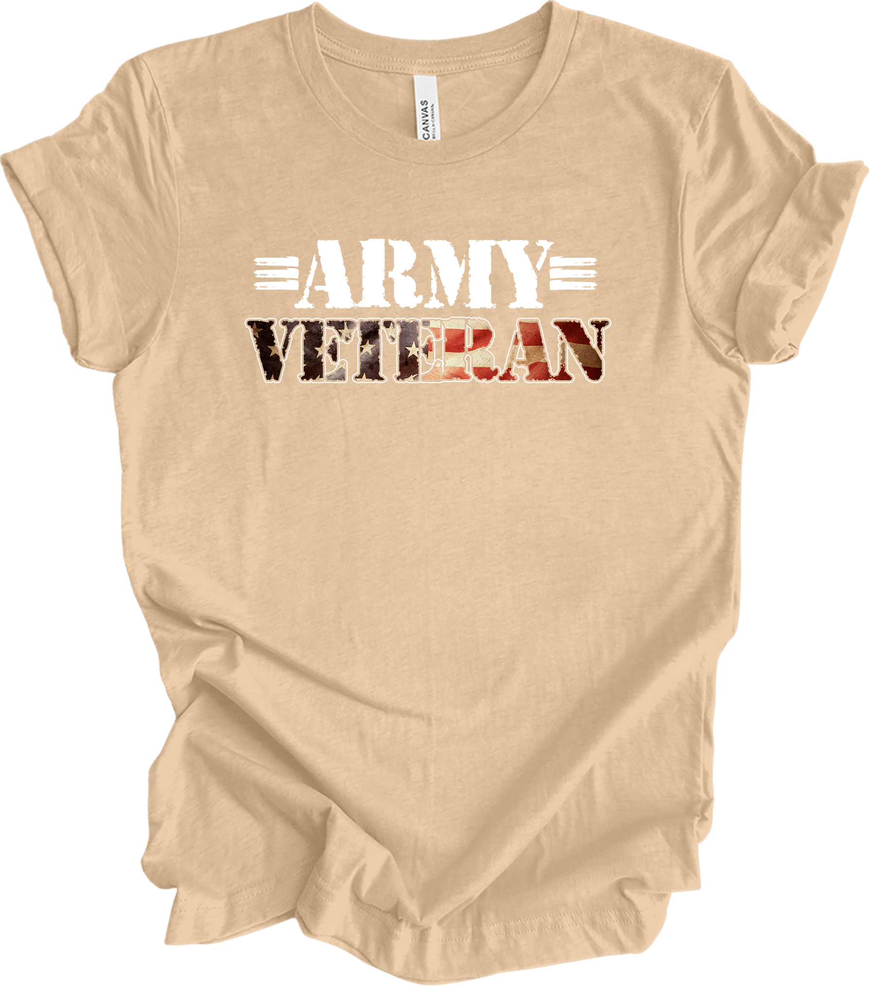 US Army Veteran Flag T-Shirt in Heather Sand Dune