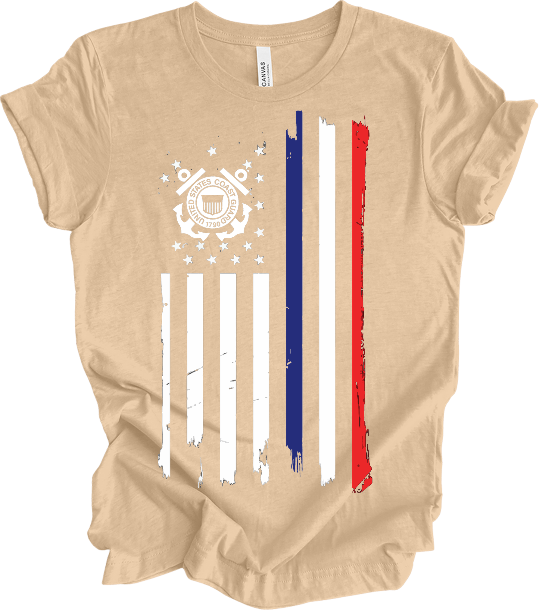 US Coast Guard Flag T-Shirt in Heather Sand Dune