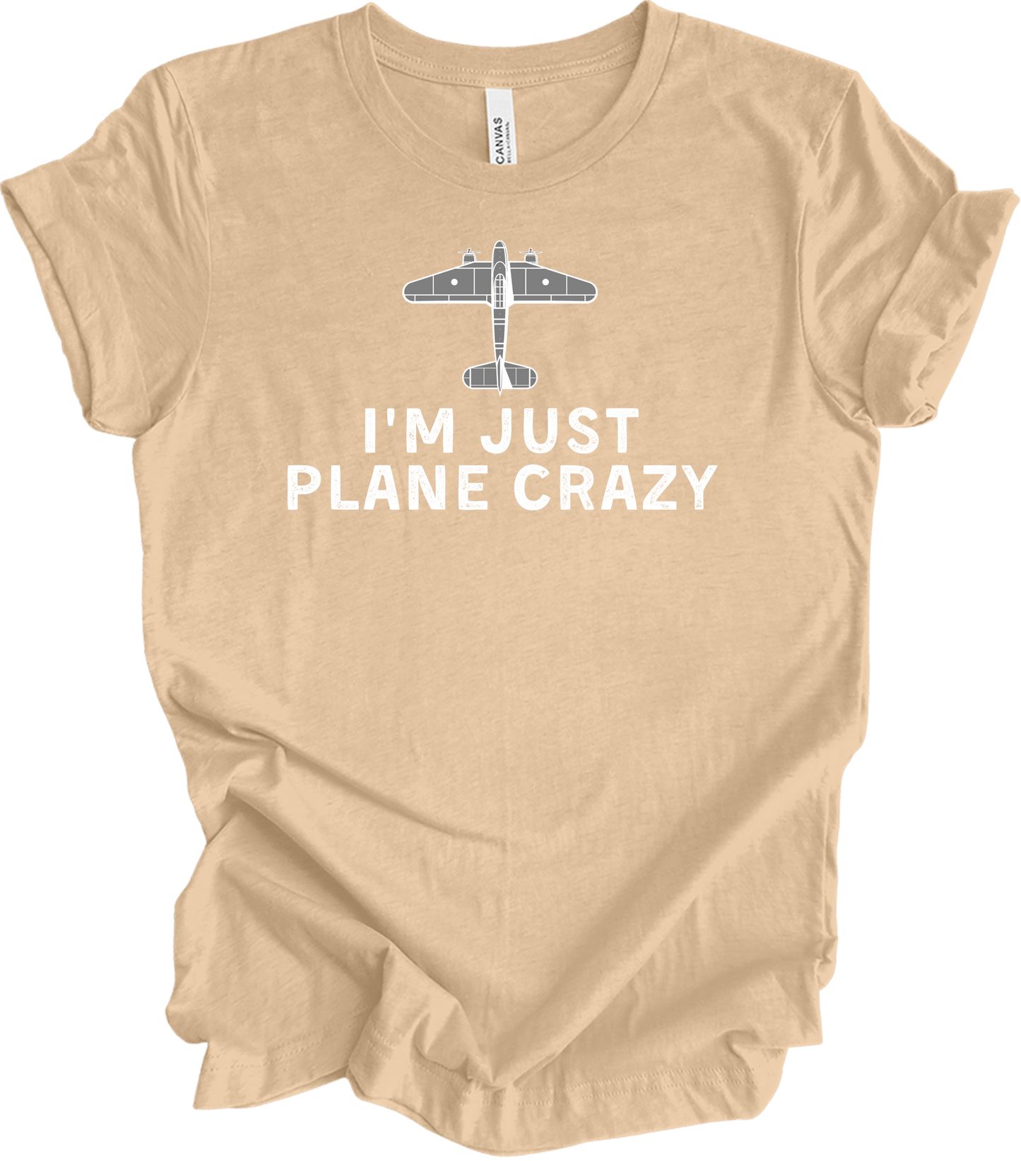 I'm Just Plane Crazy T-Shirt in Heather Sand Dune