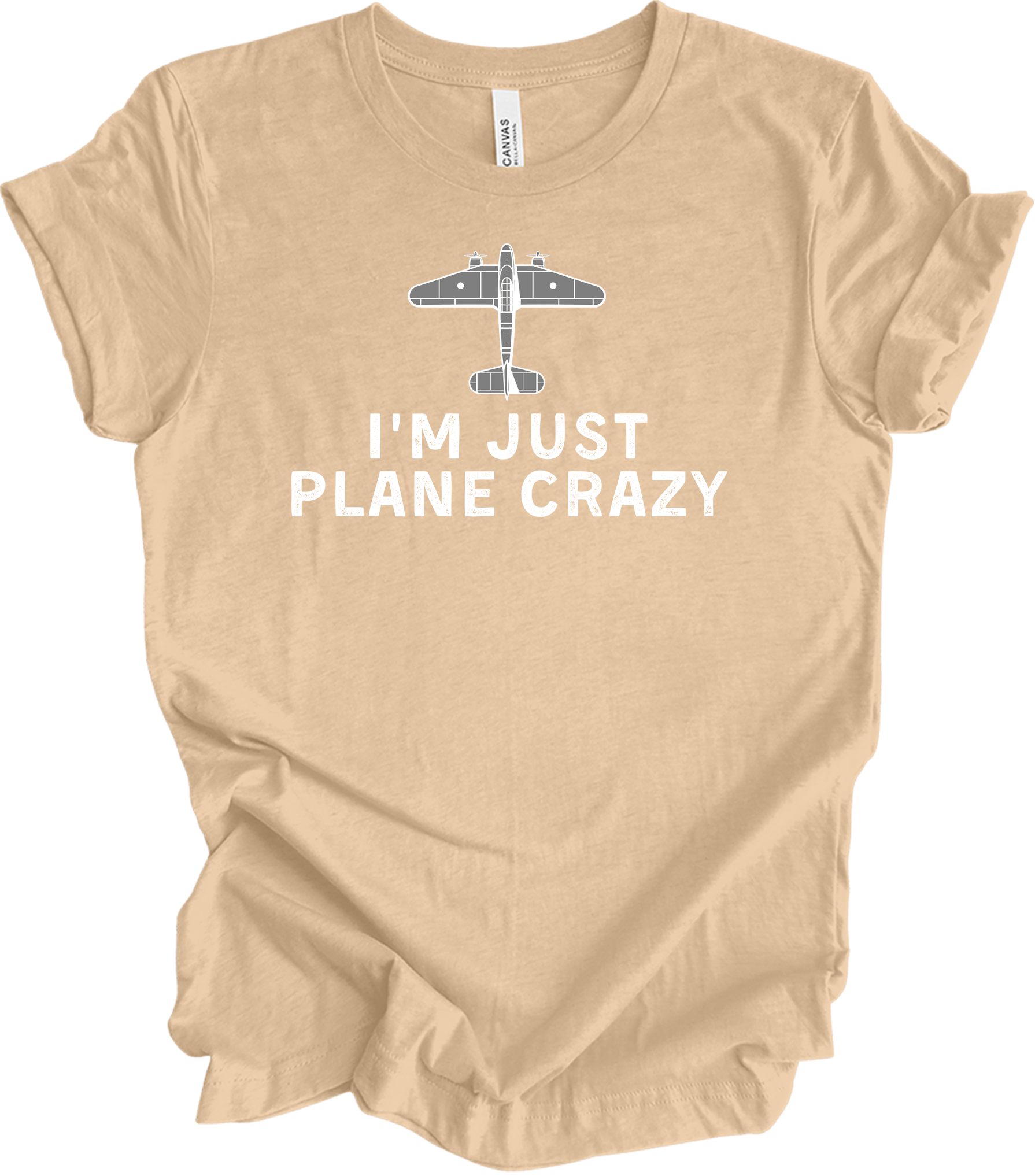 I'm Just Plane Crazy T-Shirt in Heather Sand Dune
