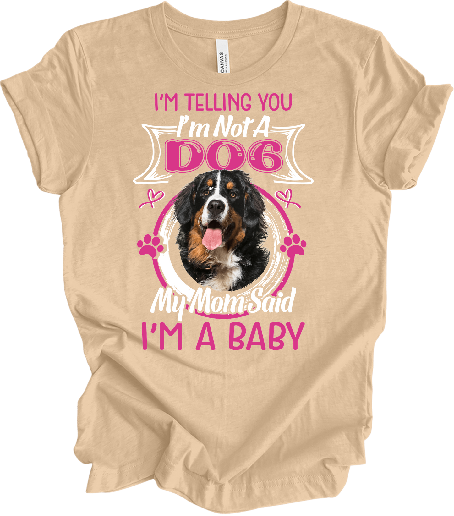 Bernese Mountain Dog Mom T-Shirt in Heather Sand Dune